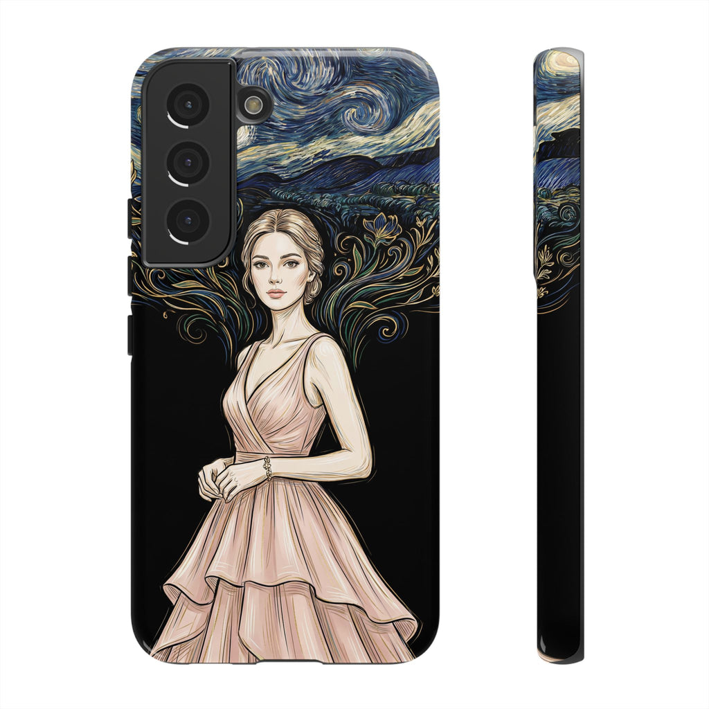 Art Nouveau Starry Night Samsung Galaxy Phone Case | Elegant Woman Illustration Tough Case