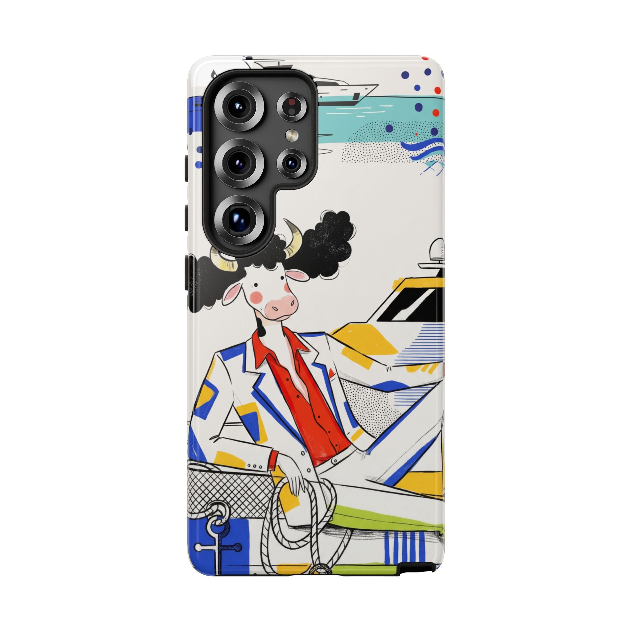 Nautical Cow Graphic Protective Samsung Galaxy Phone Case