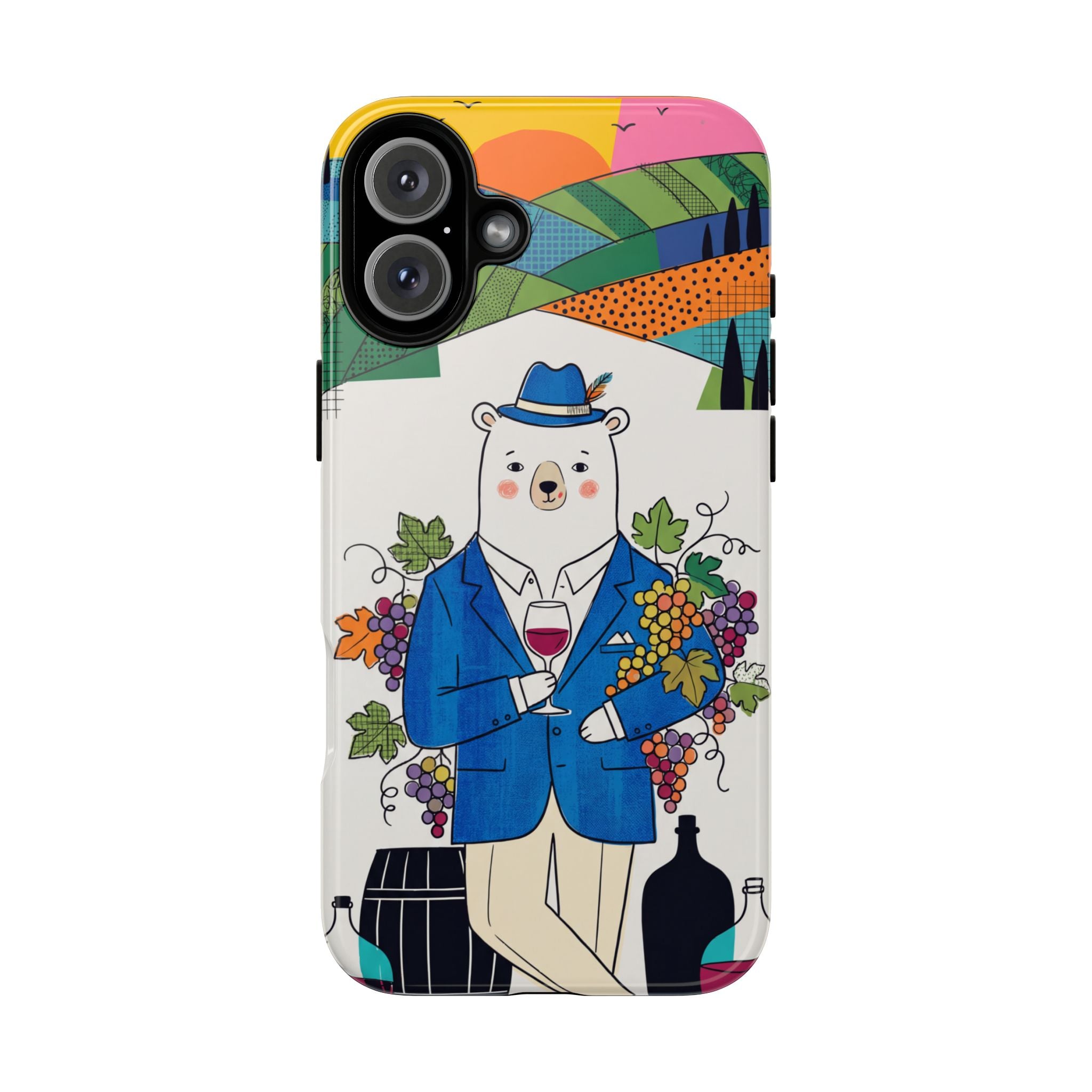 Dapper Polar Bear Wine Lover Illustrated Protective iPhone Case