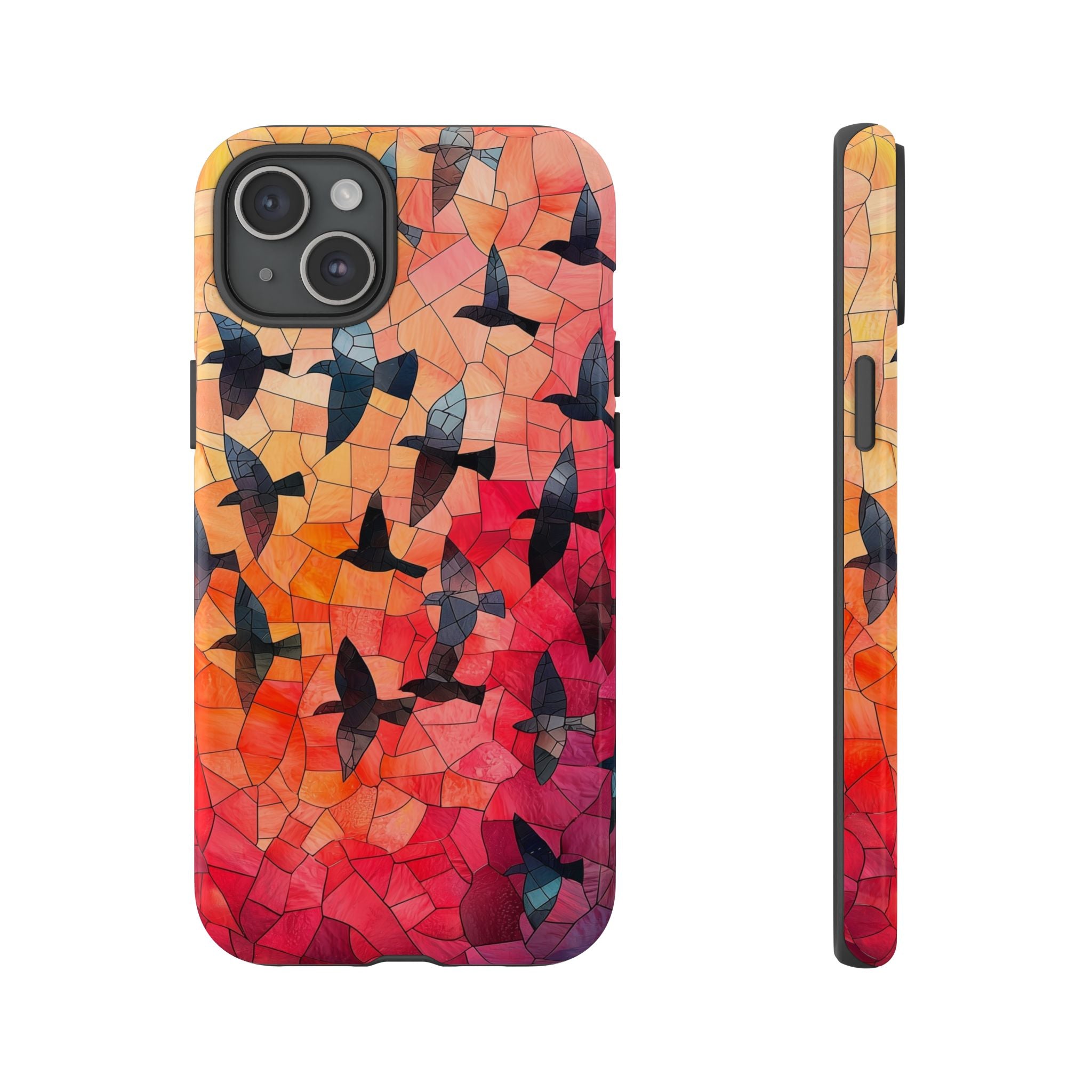 Stained Glass Mosaic Sunset Birds iPhone Case