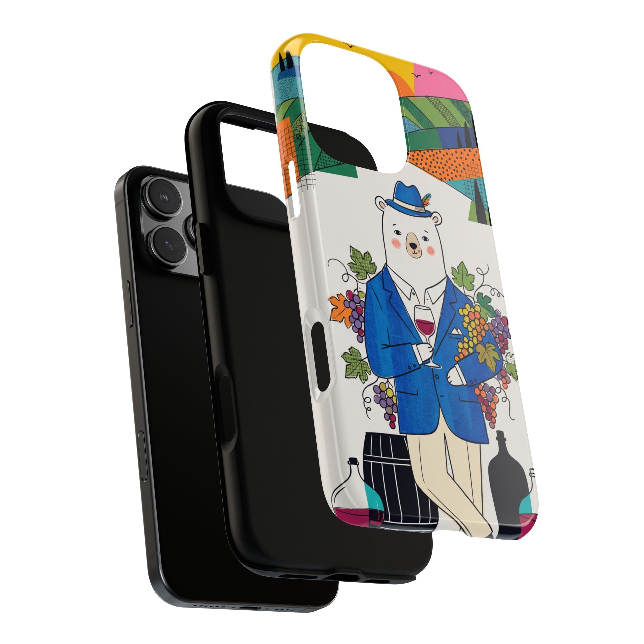 Dapper Polar Bear Wine Lover Illustrated Protective iPhone Case