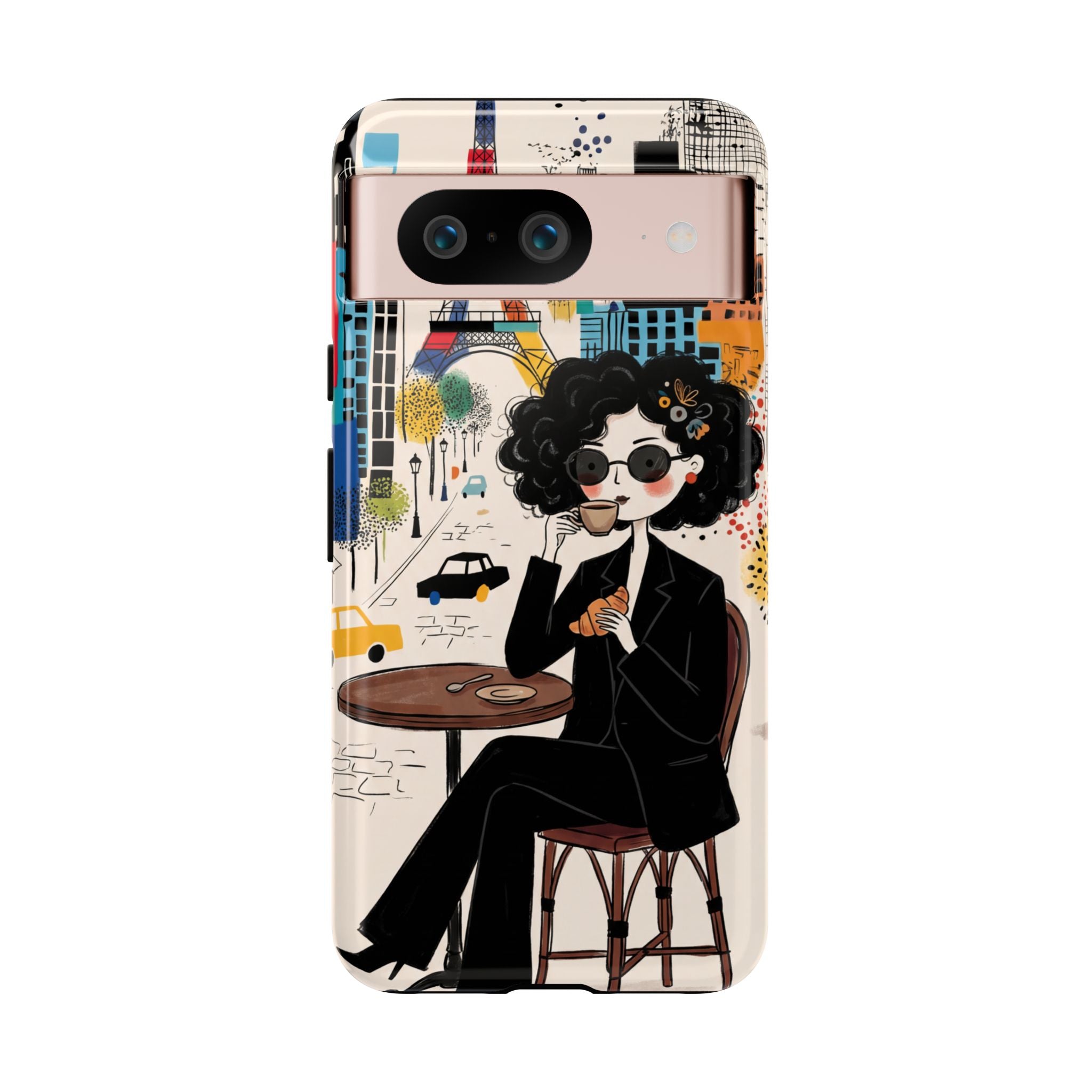 Paris Cafe Chic Google Pixel Phone Case | Stylish Woman Illustration iPhone Cover