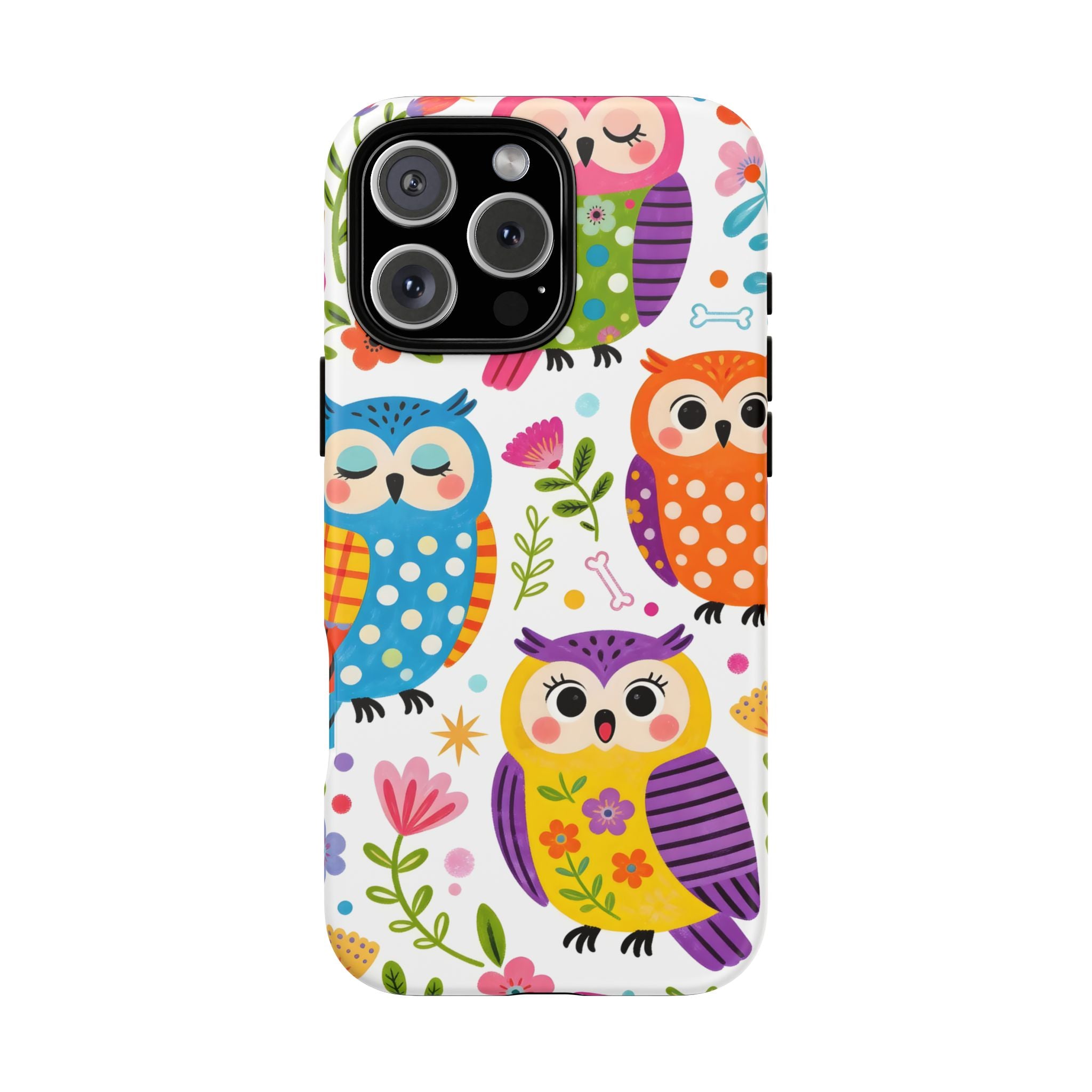 Cute Colorful Owls iPhone Case | Cute Owl Pattern Tough Case