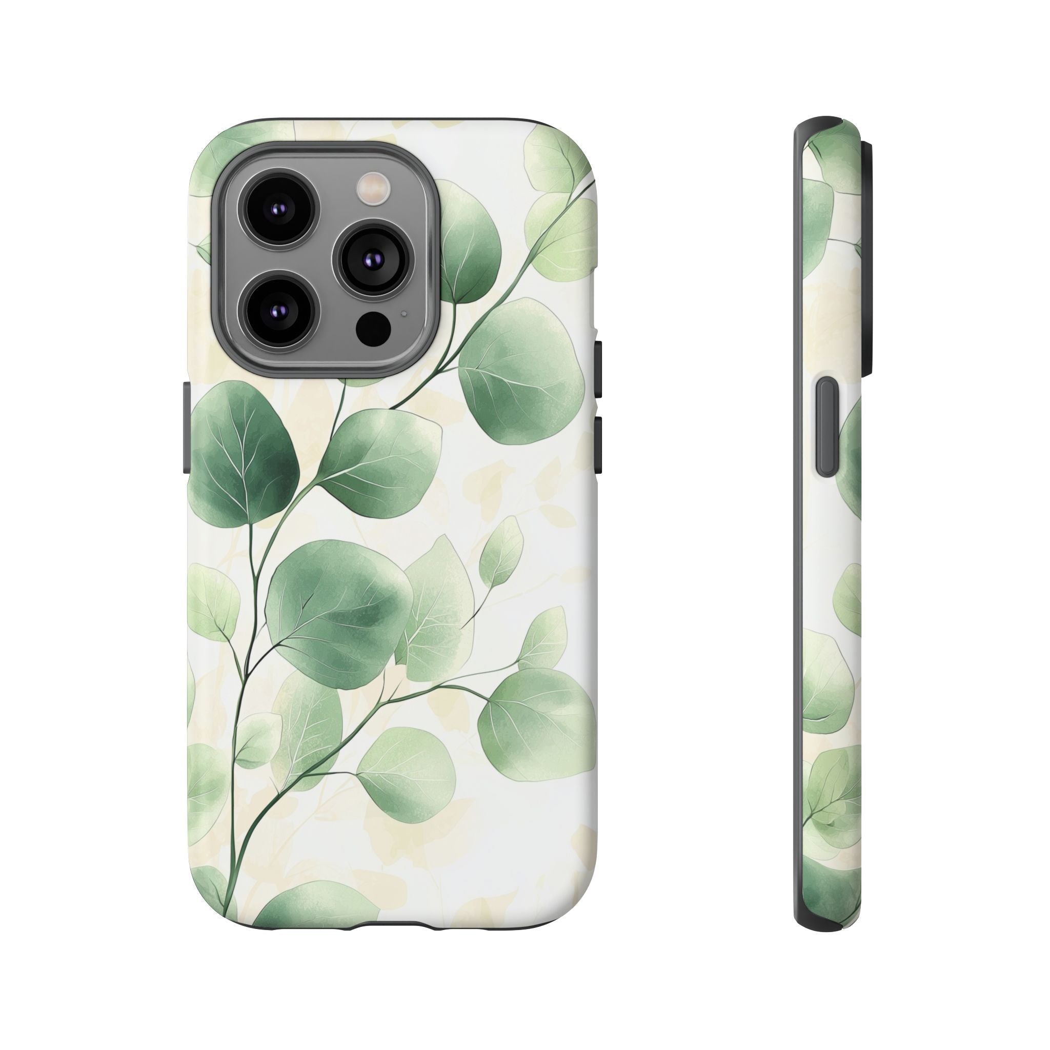 Botanical Eucalyptus Tough iPhone Case | Green Watercolour Leaf