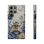 Floral Bee Tough Samsung Galaxy Phone Case | Blue & Yellow Moon Garden Design