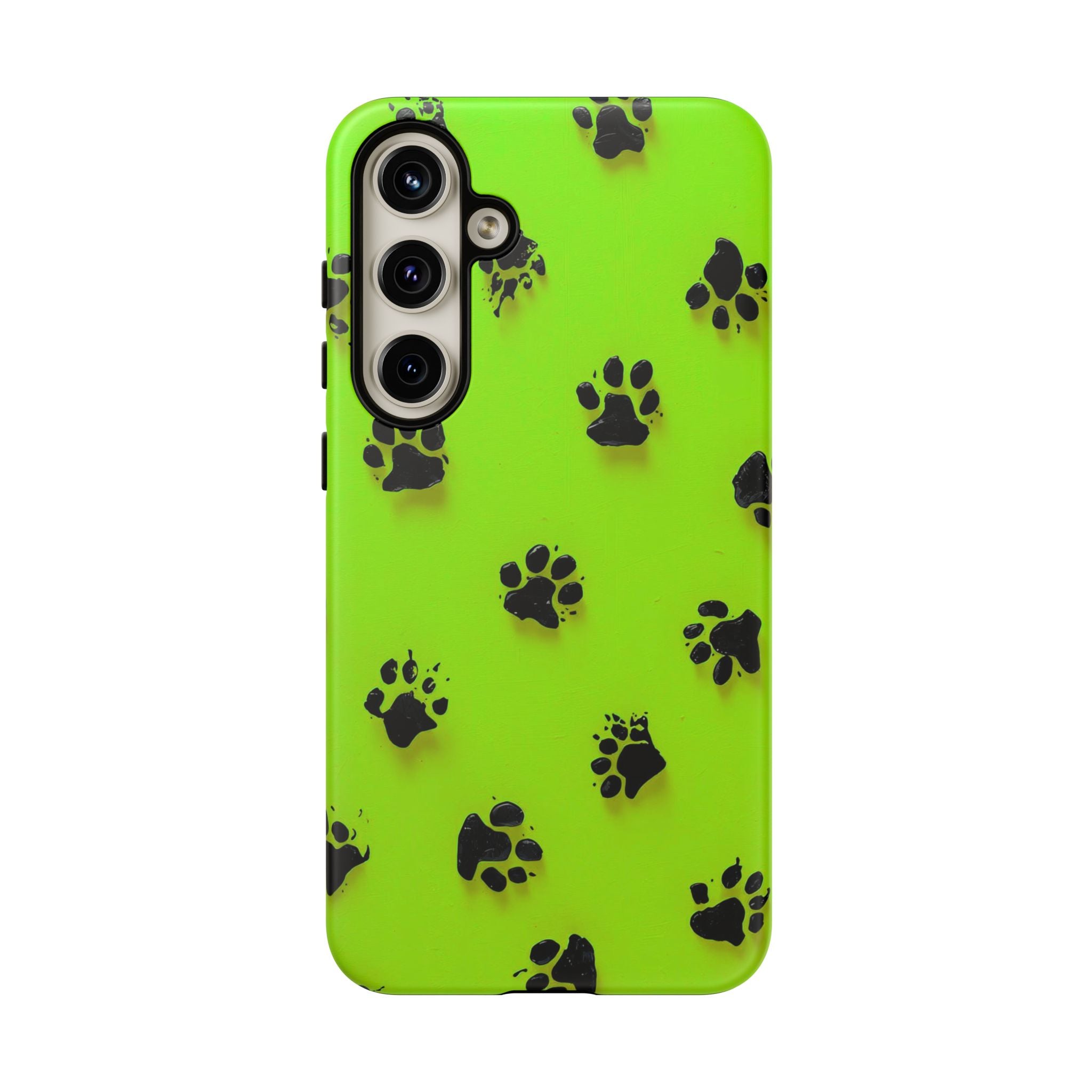 Neon Paw Print Tough Samsung Galaxy Case — Shockproof Pet Lover iPhone Cover