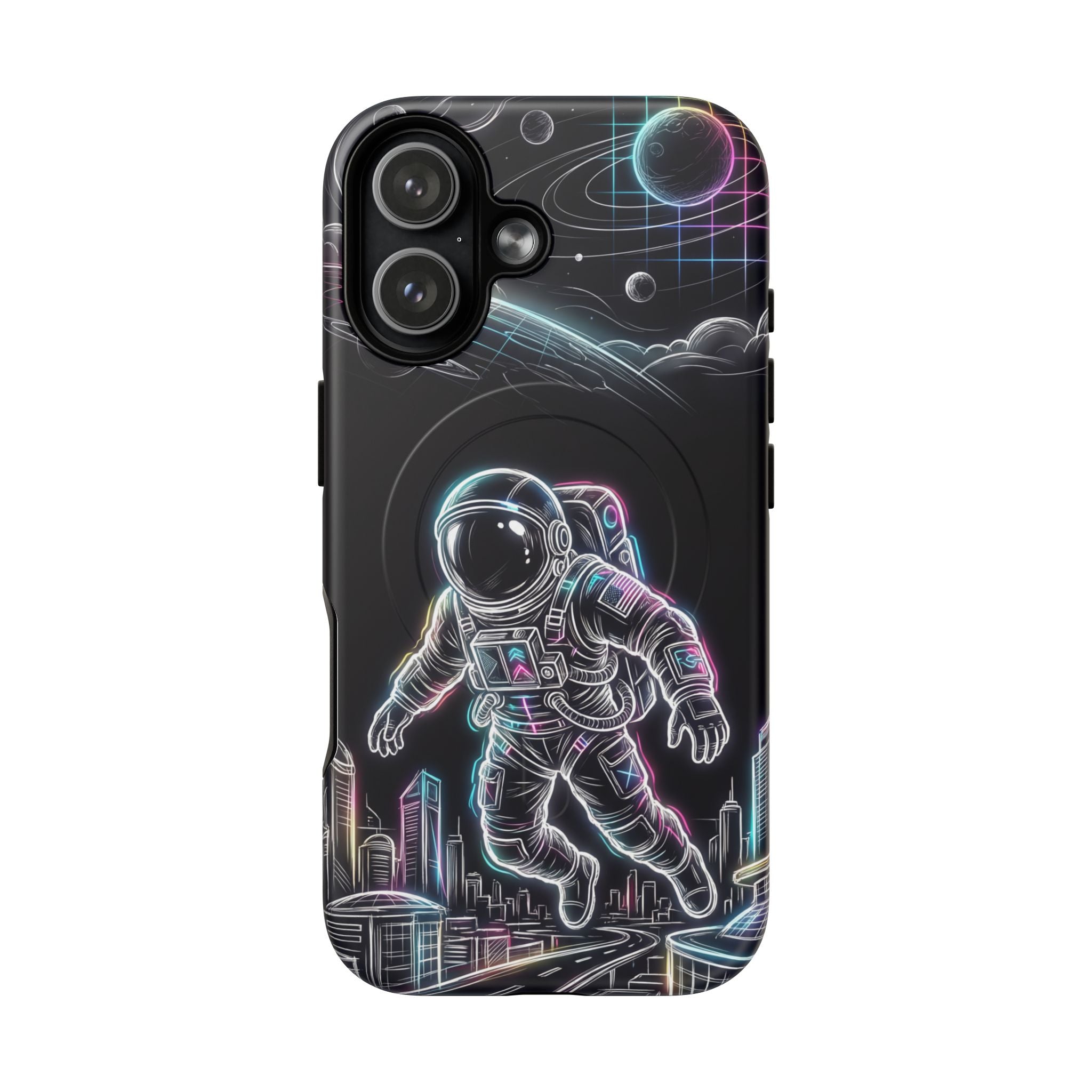 Space Explorer Astronaut NeonMagSafe iPhone Case