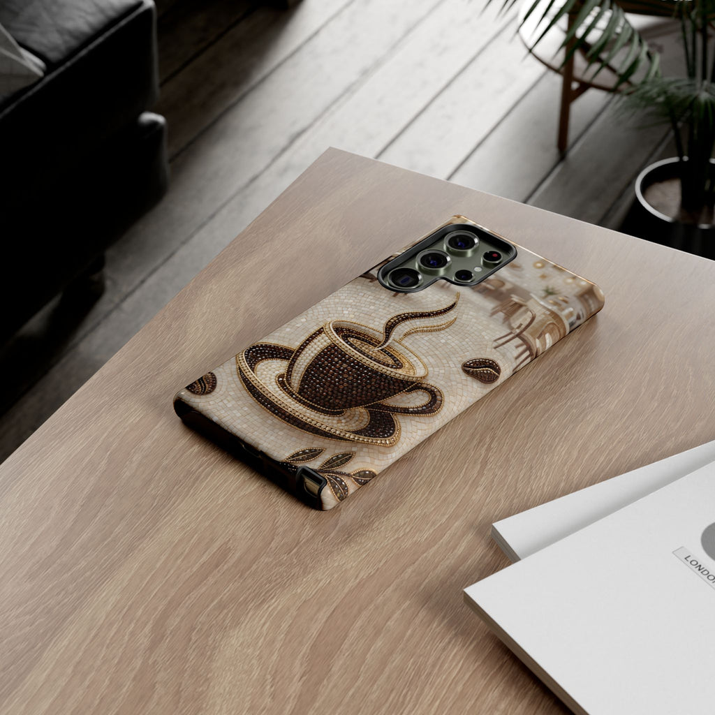 Coffee Mosaic Samsung Galaxy Phone Case - Steaming Cup Cafe Design