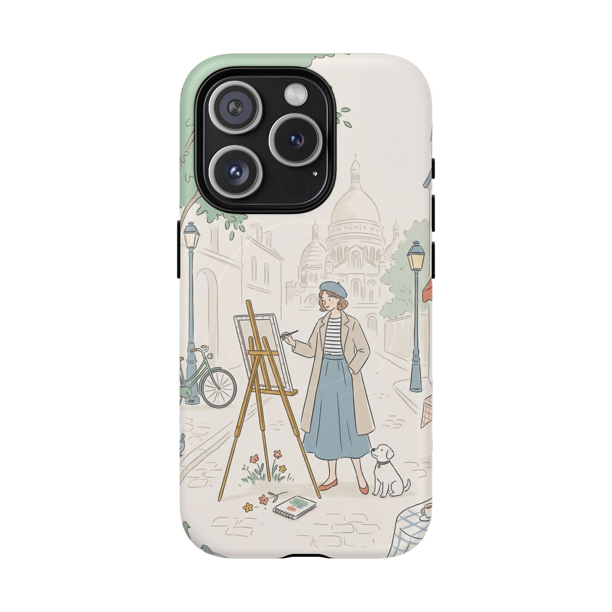 Artist in Paris MagSafe iPhone Case | Vintage Painter Street Scene Protective Cover