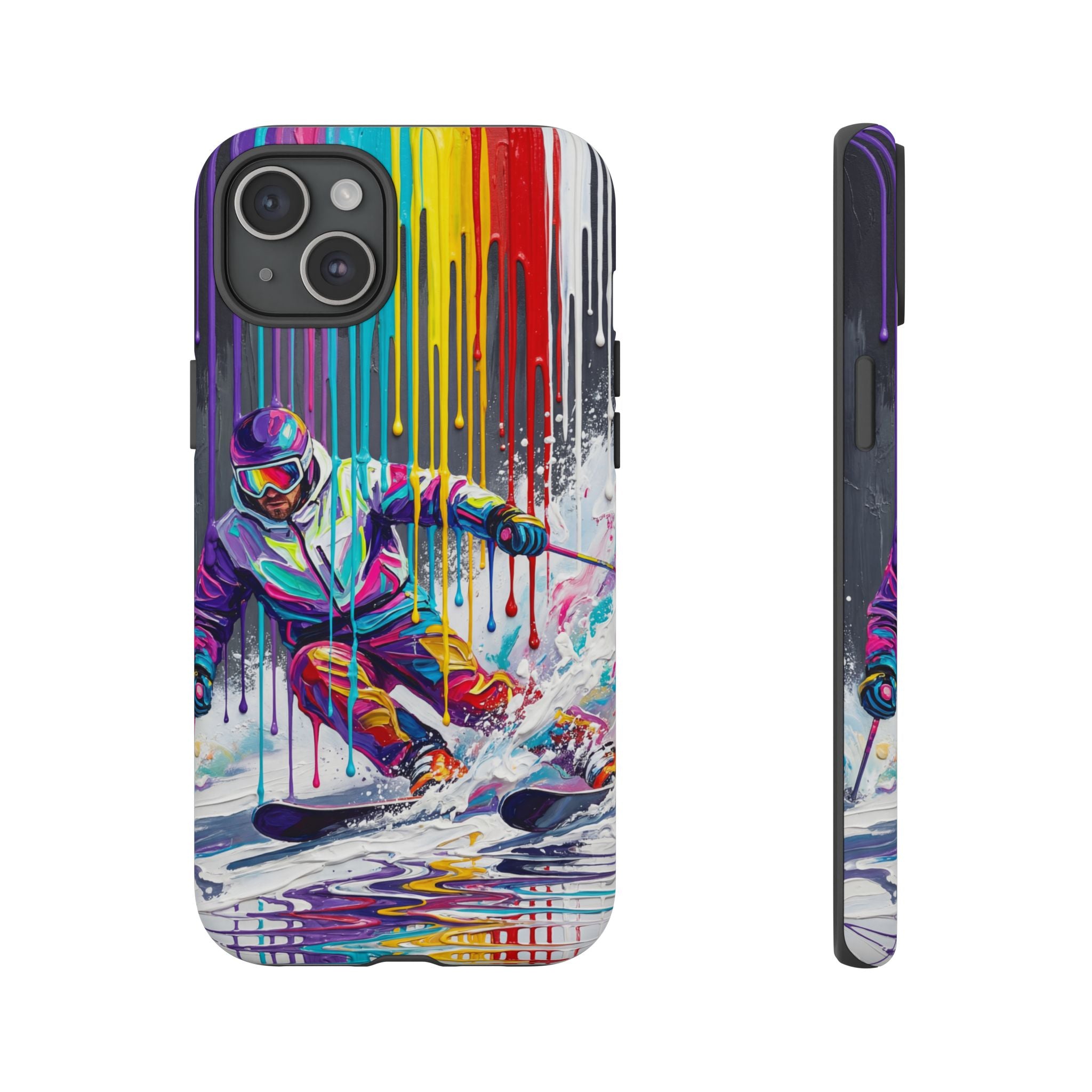 Colourful Skiing Drip Art Tough iPhone Case