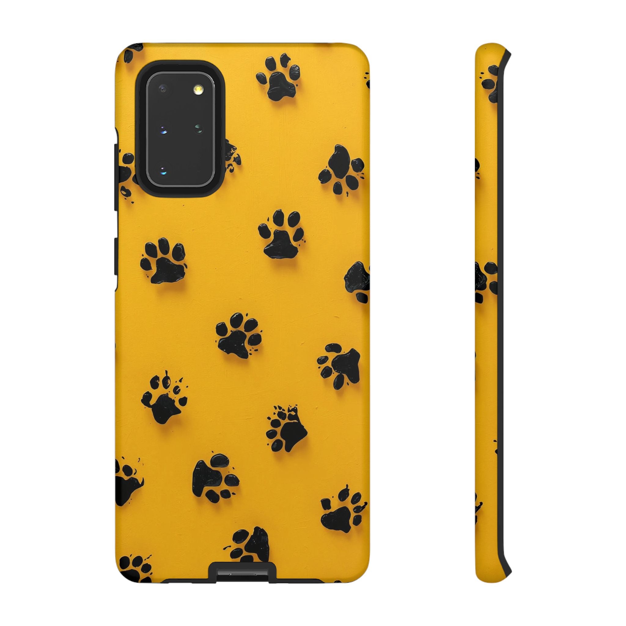 Yellow Paw Print Tough Samsung Galaxy Case — Protective Dog & Cat Lover Cover