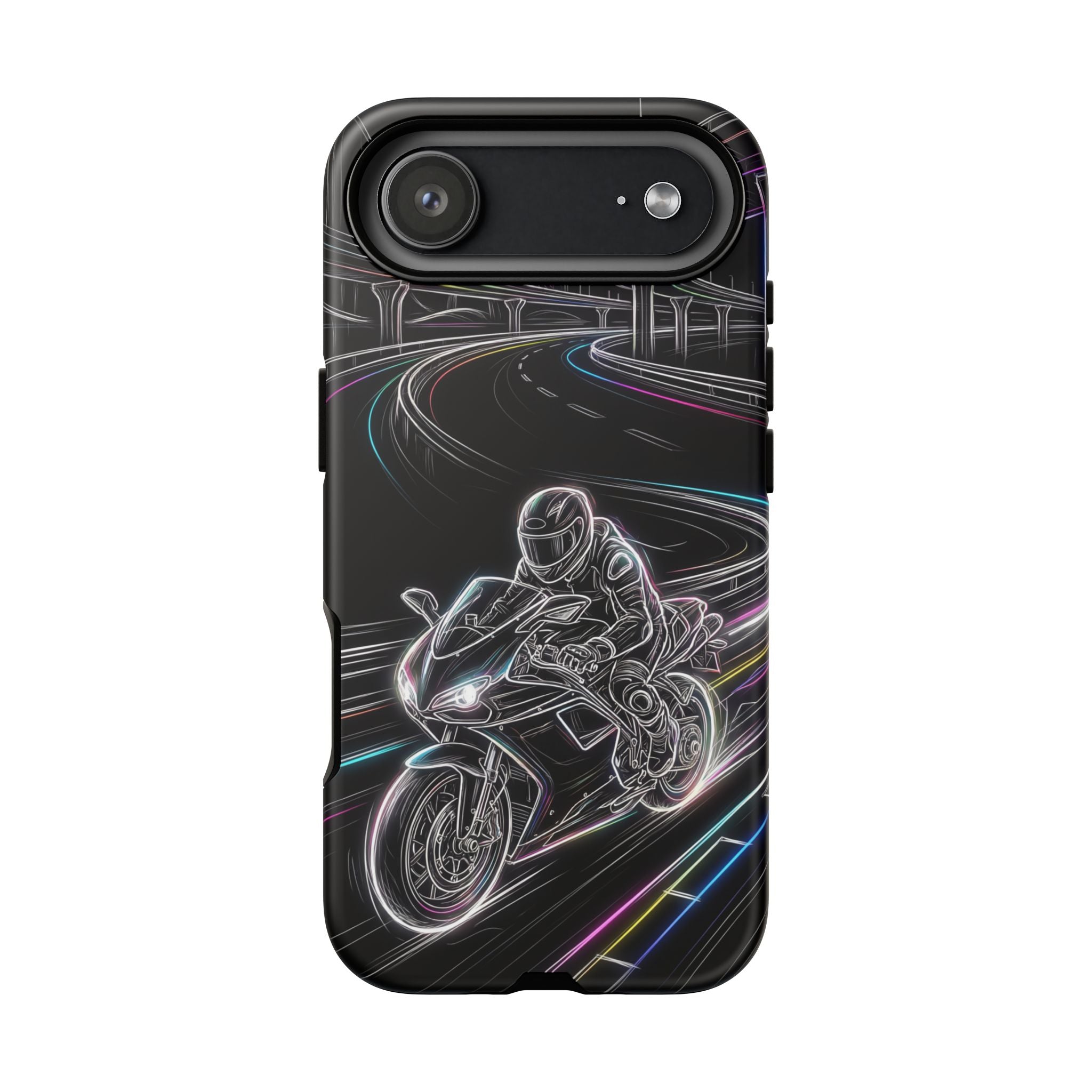 Neon Night Rider iPhone Case | Motorcycle Racing Protective Cover