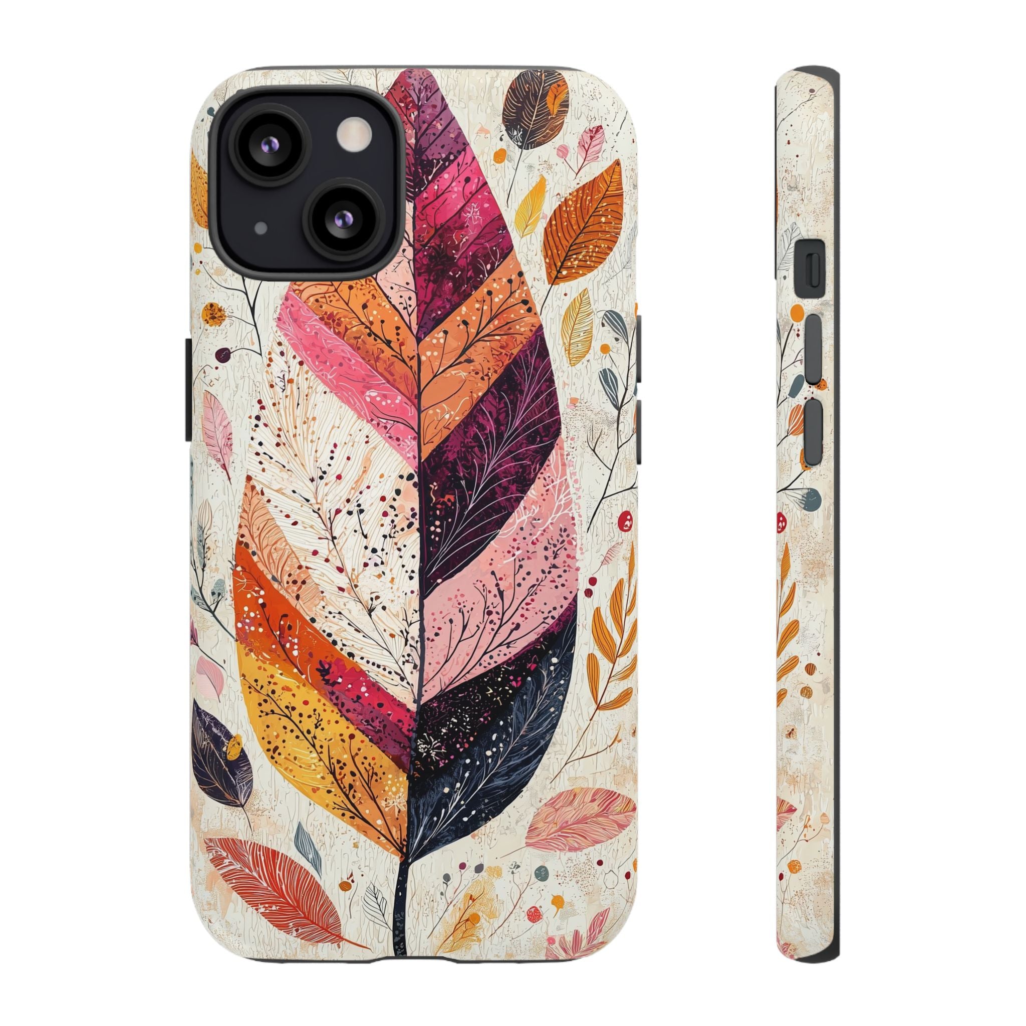 Autumn Leaf Tough iPhone Case | Watercolour Feathered Fall Design