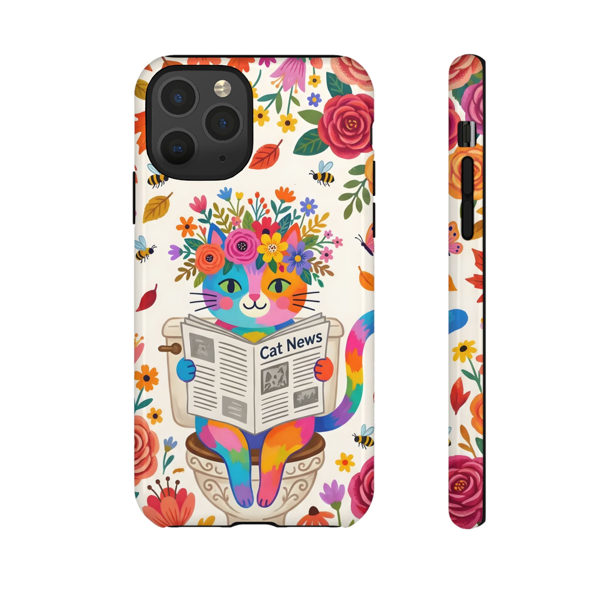 Floral Rainbow Cat iPhone Case | Cat News Design