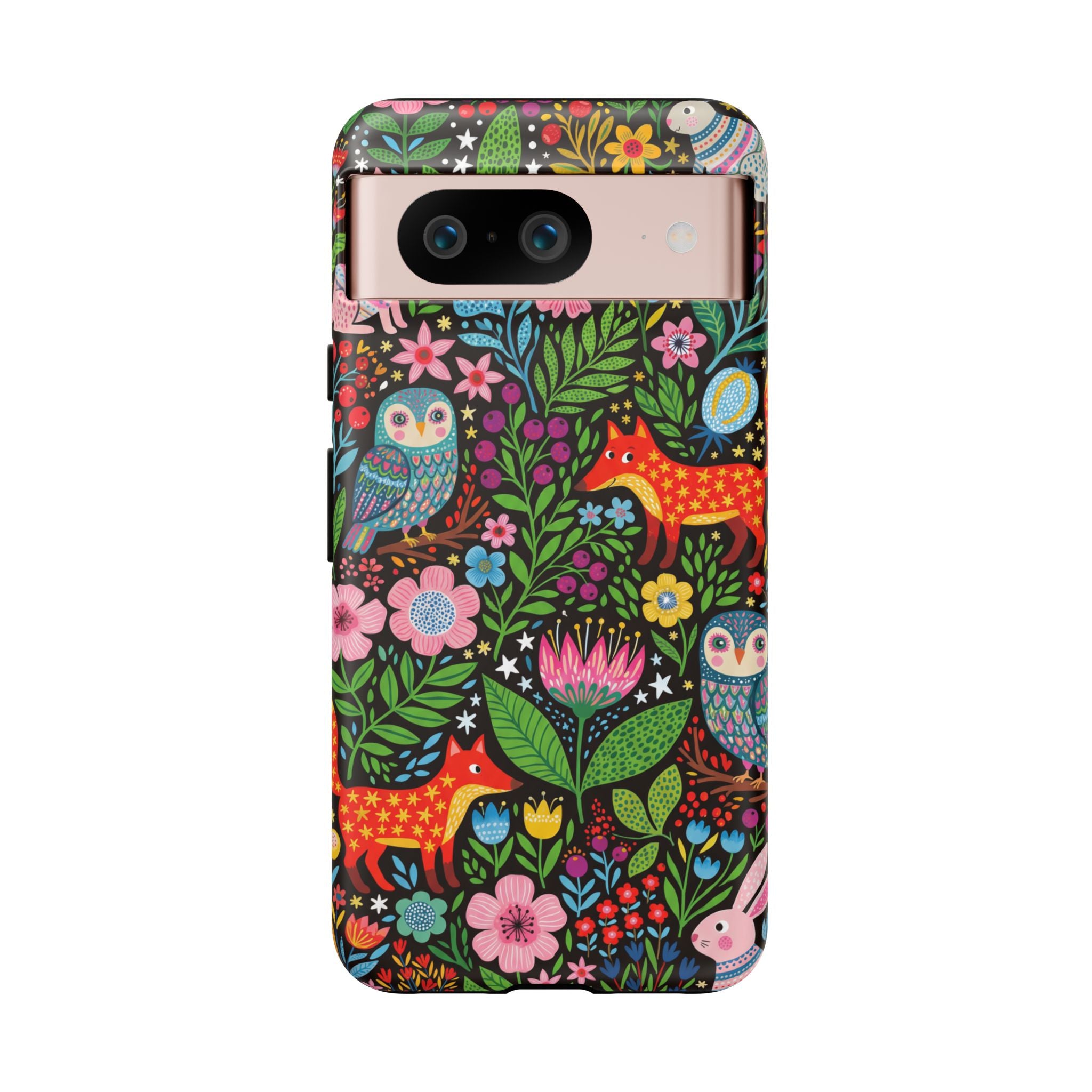Floral Woodland Google Pixel Phone Case | Colourful Fox & Owl Protective Cover