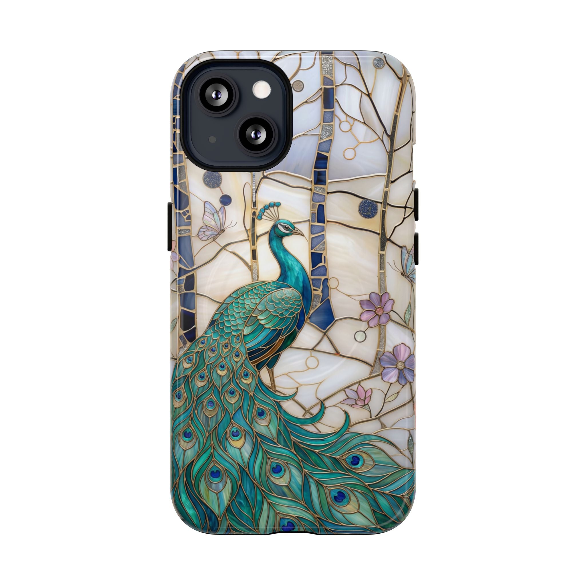 Peacock Stained Glass Tough MagSafe Phone Case