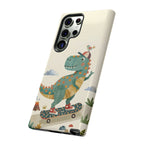 Cute Skateboarding Dinosaur Tough Samsung Galaxy Phone Case | Vintage Kid Aesthetic T Rex Cover