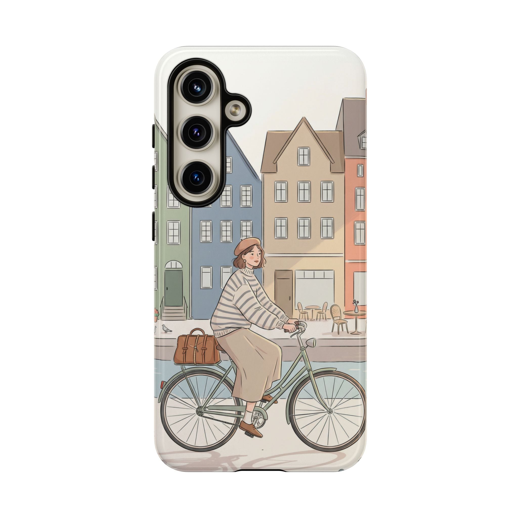 City Bike Samsung Galaxy Phone Case | Cozy European Street Illustration Tough Cases