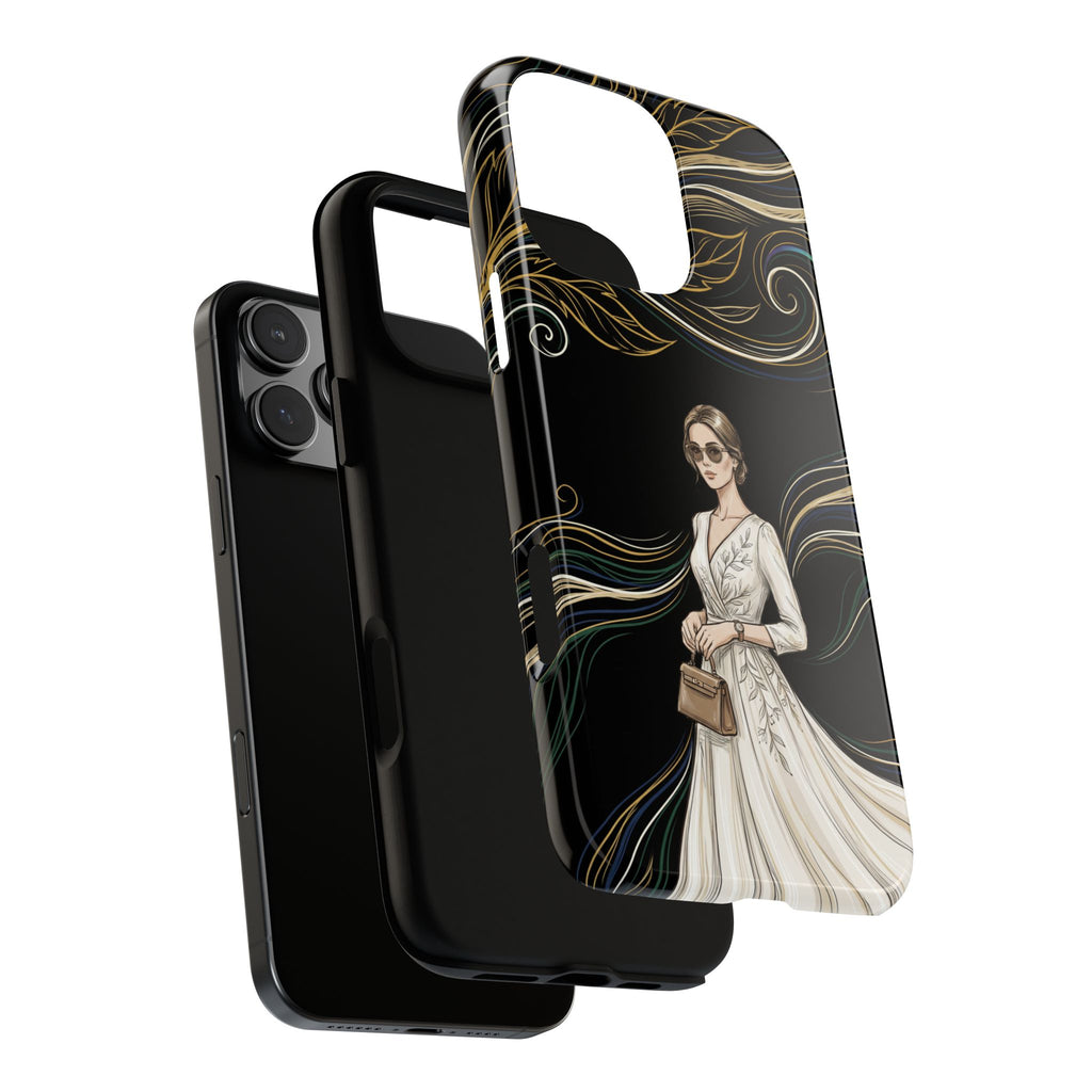 Cover per iPhone con illustrazione di donna elegante | Sposa vintage in abito fluente
