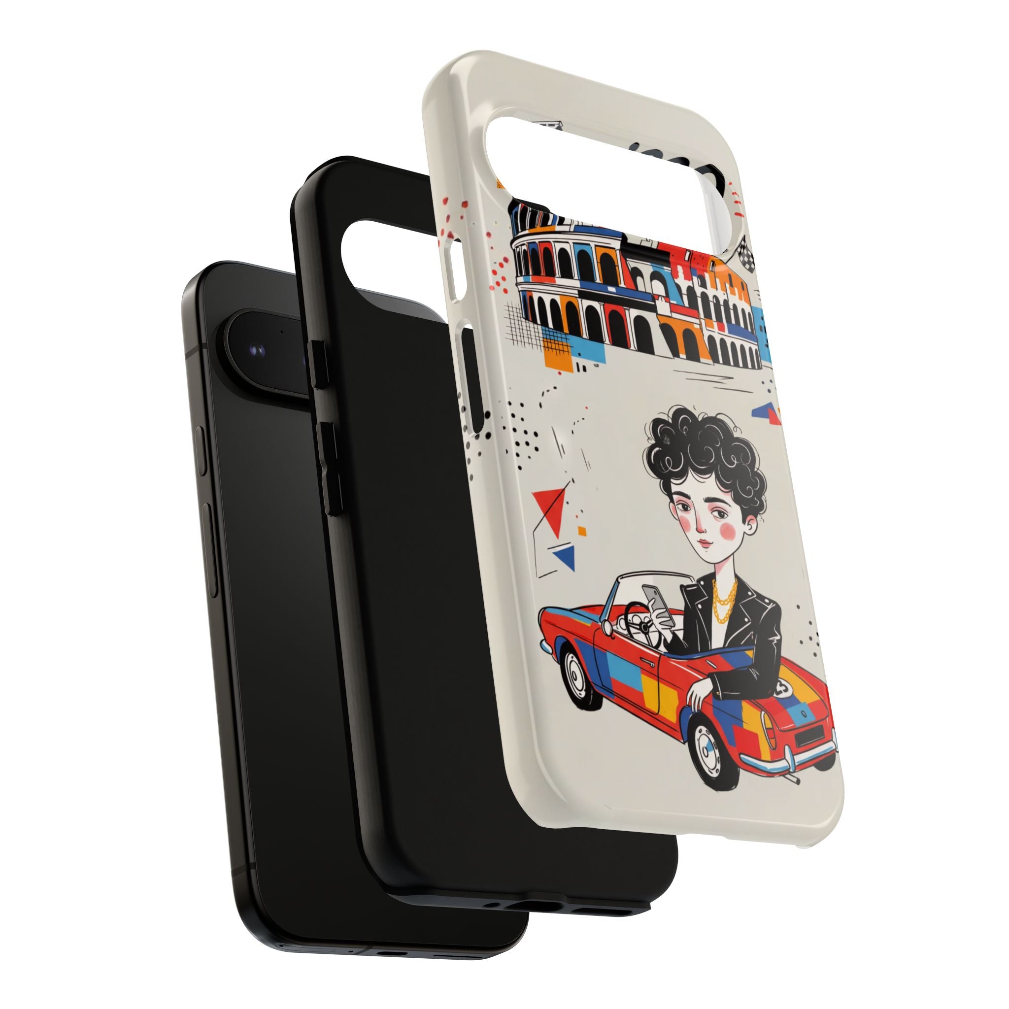 Retro Mille Miglia Car Illustration with Driver Google Pixel Phone Case