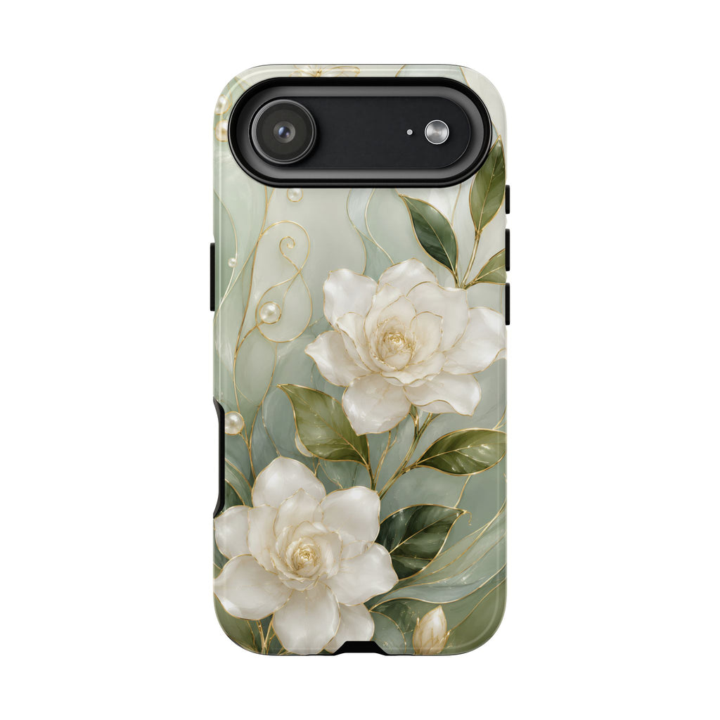White Floral iPhone Case | Sage Green Botanical iPhone Case