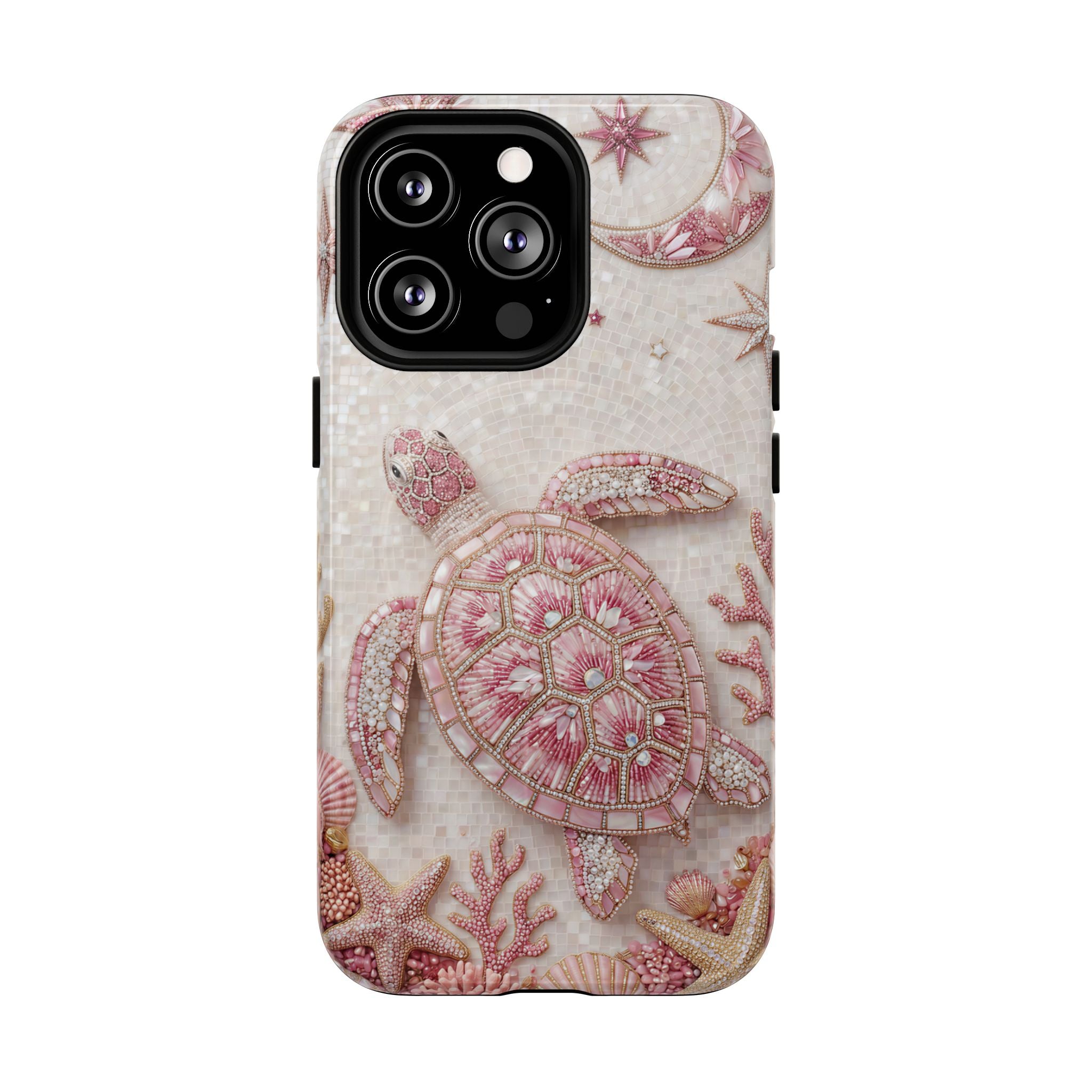 Pink Sea Turtle Shell Beachy Protective MagSafe iPhone Case Cover