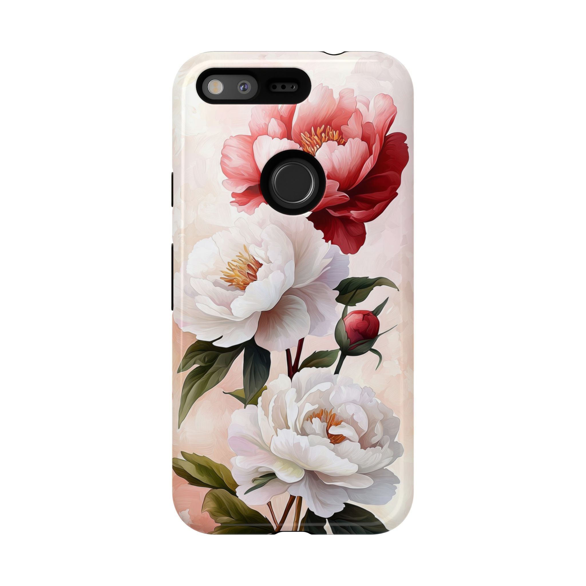 Floral Peonies Google Pixel Case | Pink & White Vintage Flower