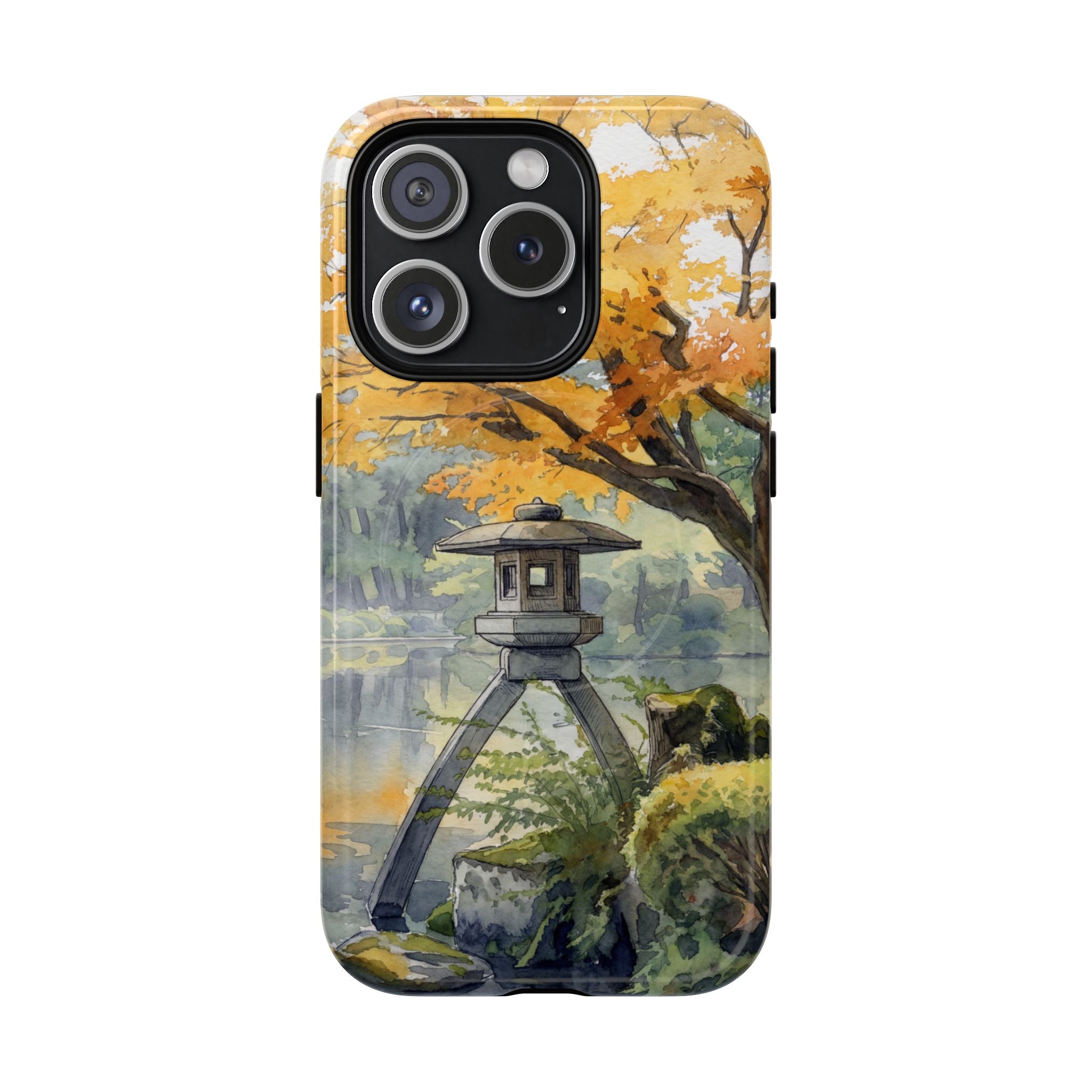 Autumn Japanese Garden MagSafe iPhone Case | Scenic Lantern Fall