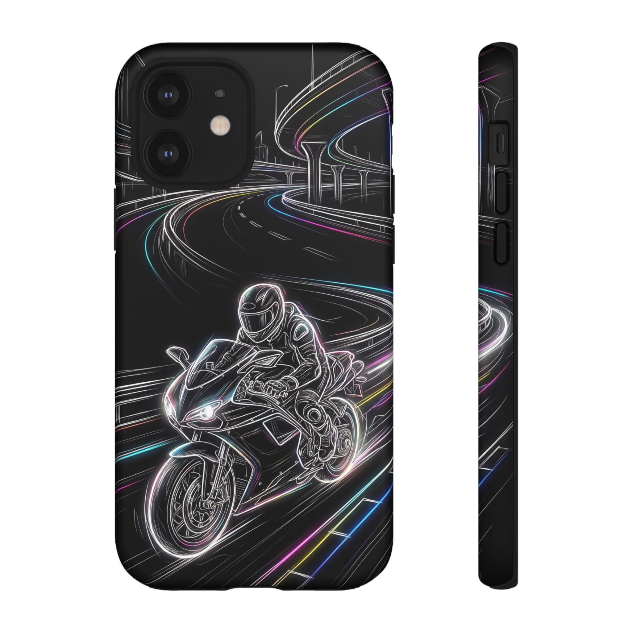 Neon Night Rider iPhone Case | Motorcycle Racing Protective Cover