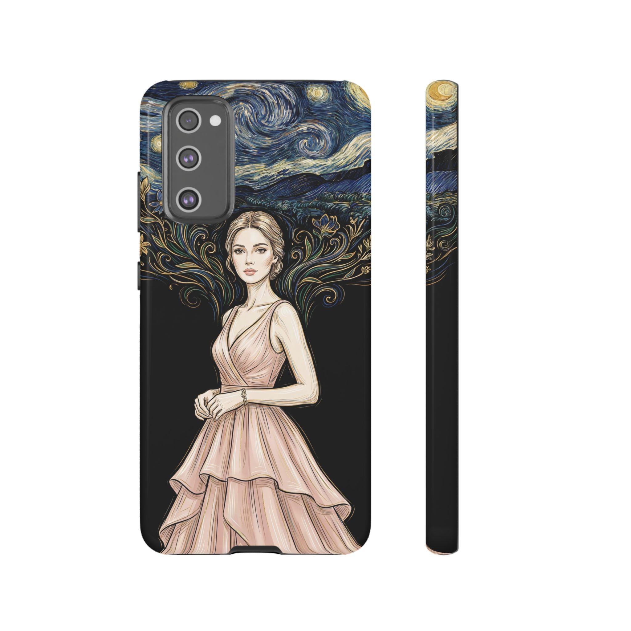 Art Nouveau Starry Night Samsung Galaxy Phone Case | Elegant Woman Illustration Tough Case