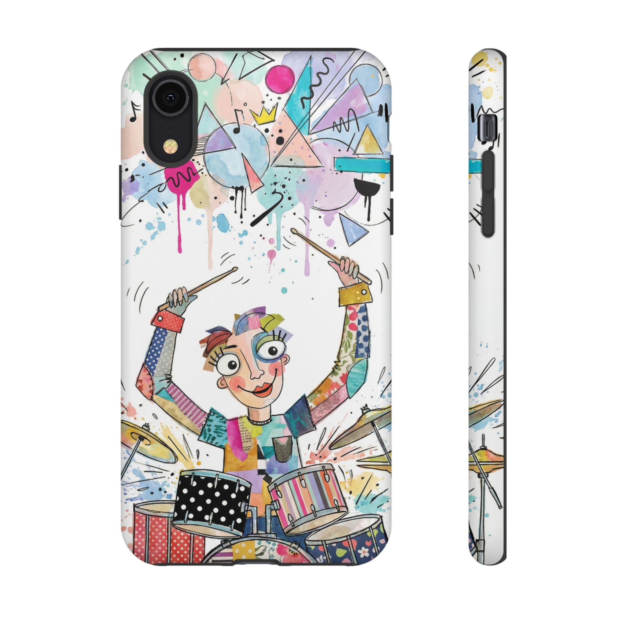 Drummer Boy iPhone Case | Colorful Cartoon Drum Kit Protective Cover