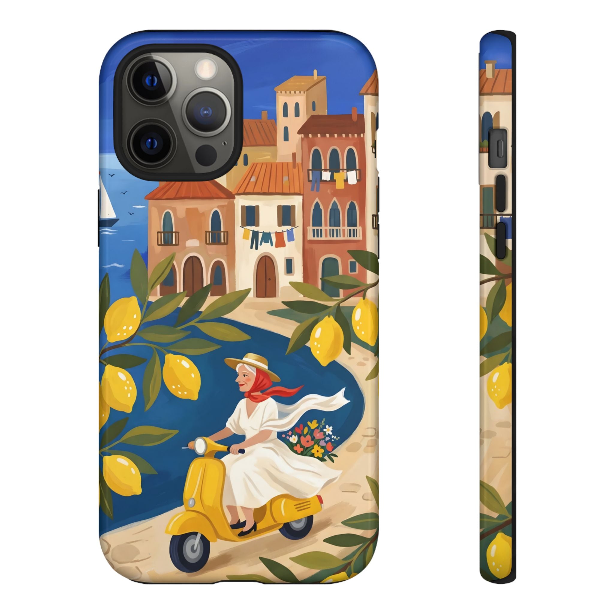 Lemon Coast Scooter iPhone Case | Mediterranean Vespa Travel Design