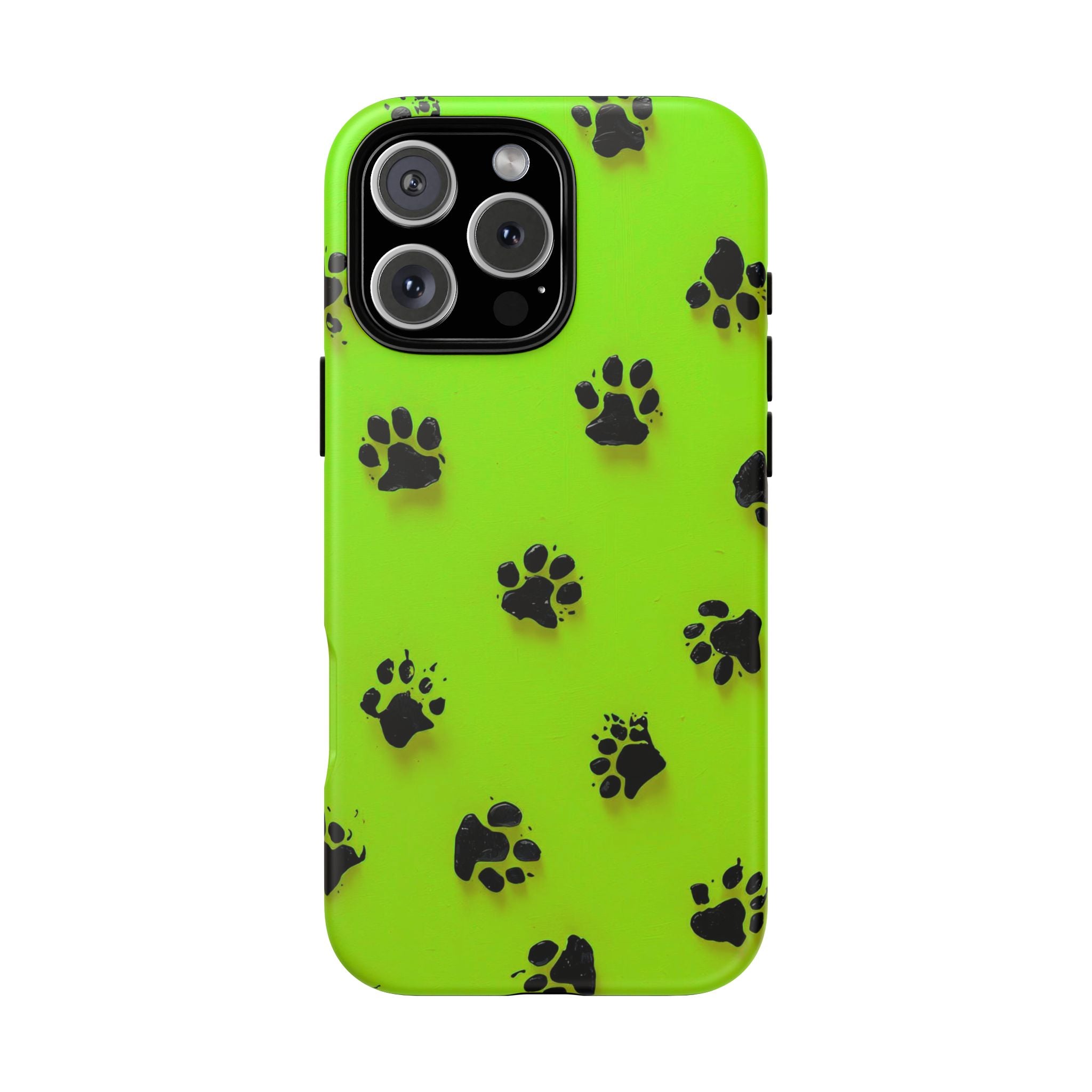Neon Paw Print Tough Phone Case — Shockproof Pet Lover iPhone Cover