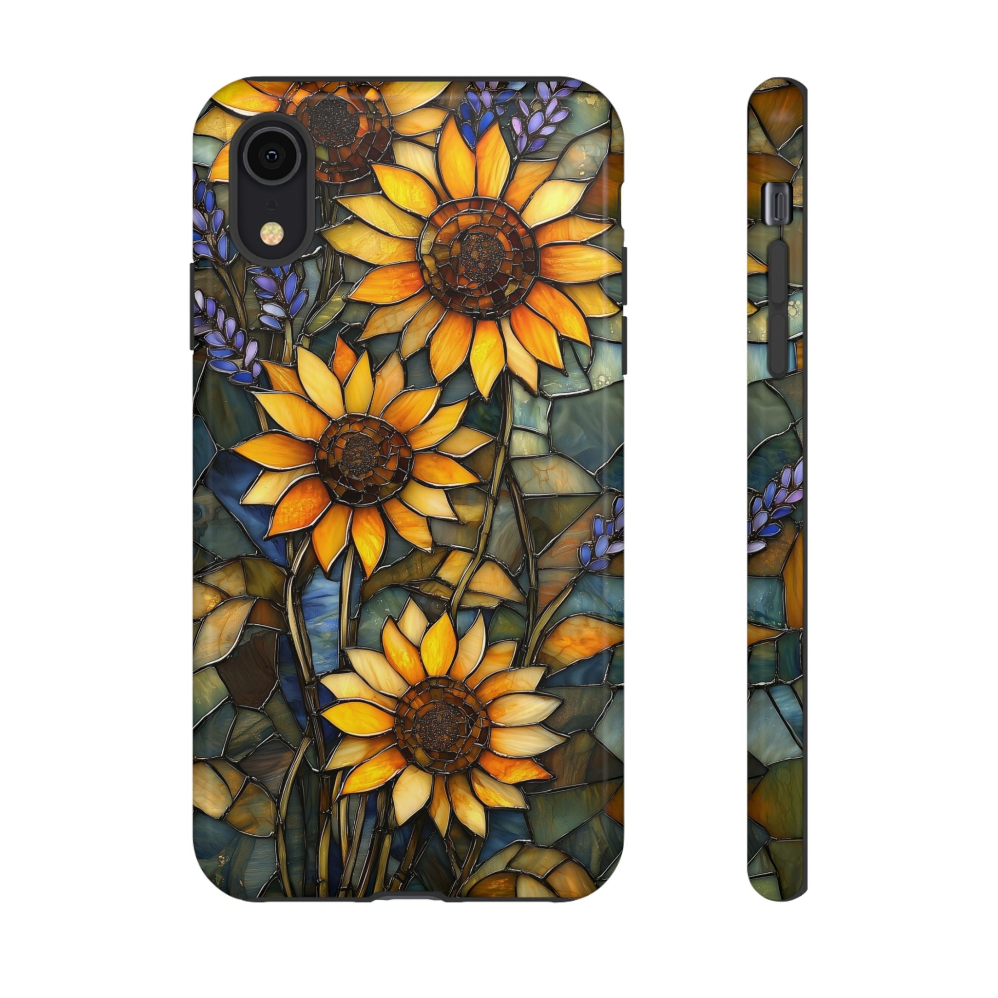 Sunflower Stained Glass Tough iPhone Case | Floral Protective Cover