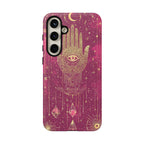 Mystic Hamsa Samsung Galaxy Case | Gold Palm & All-Seeing Eye on Magenta Galaxy