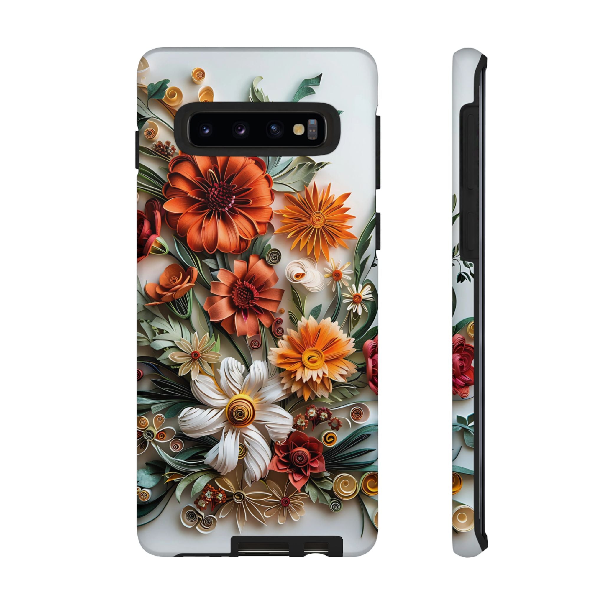 Floral Quilling Tough Samsung Galaxy Case — Orange Daisy