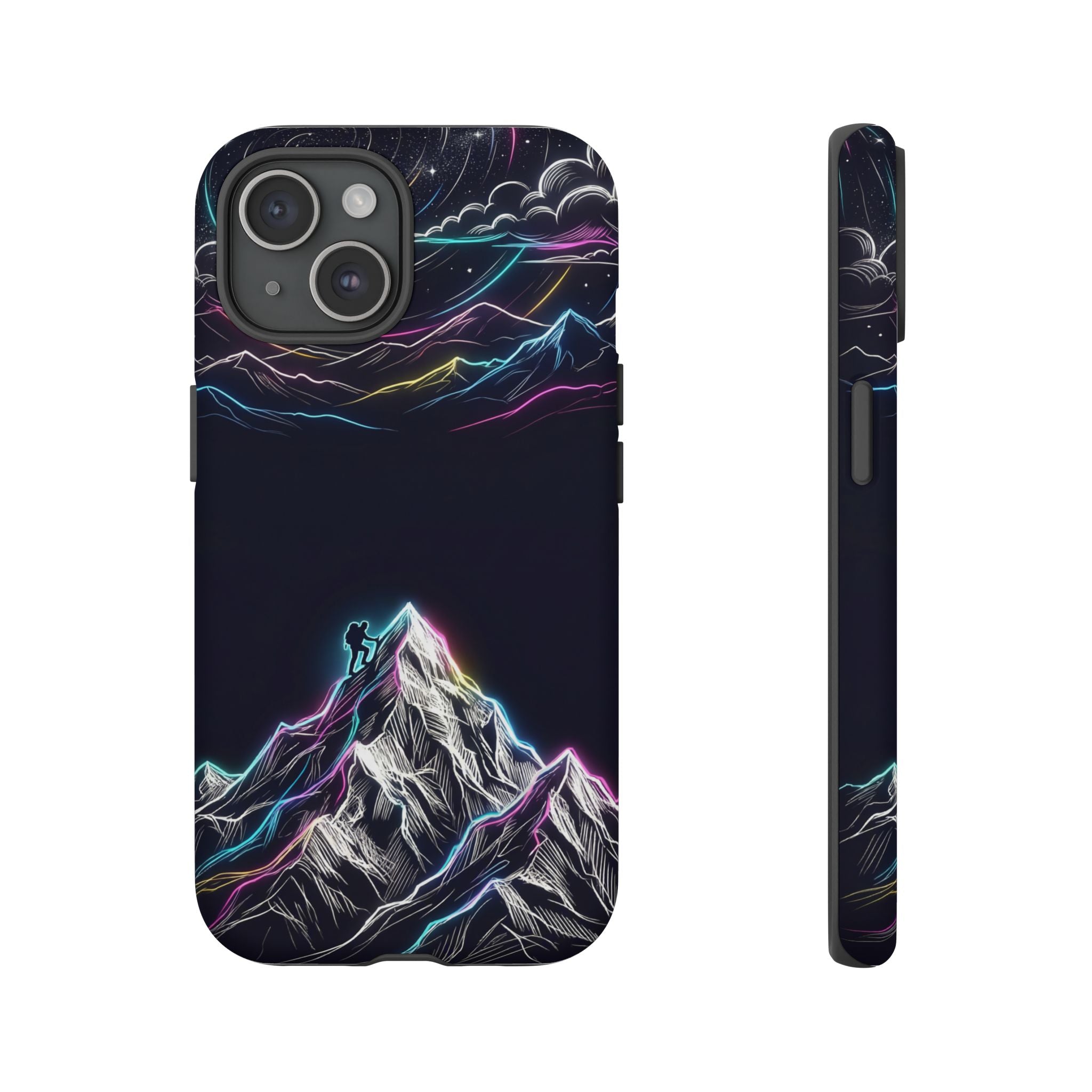 Mount Everest Neon iPhone Case | Dark Cosmic Climber Protective Cover