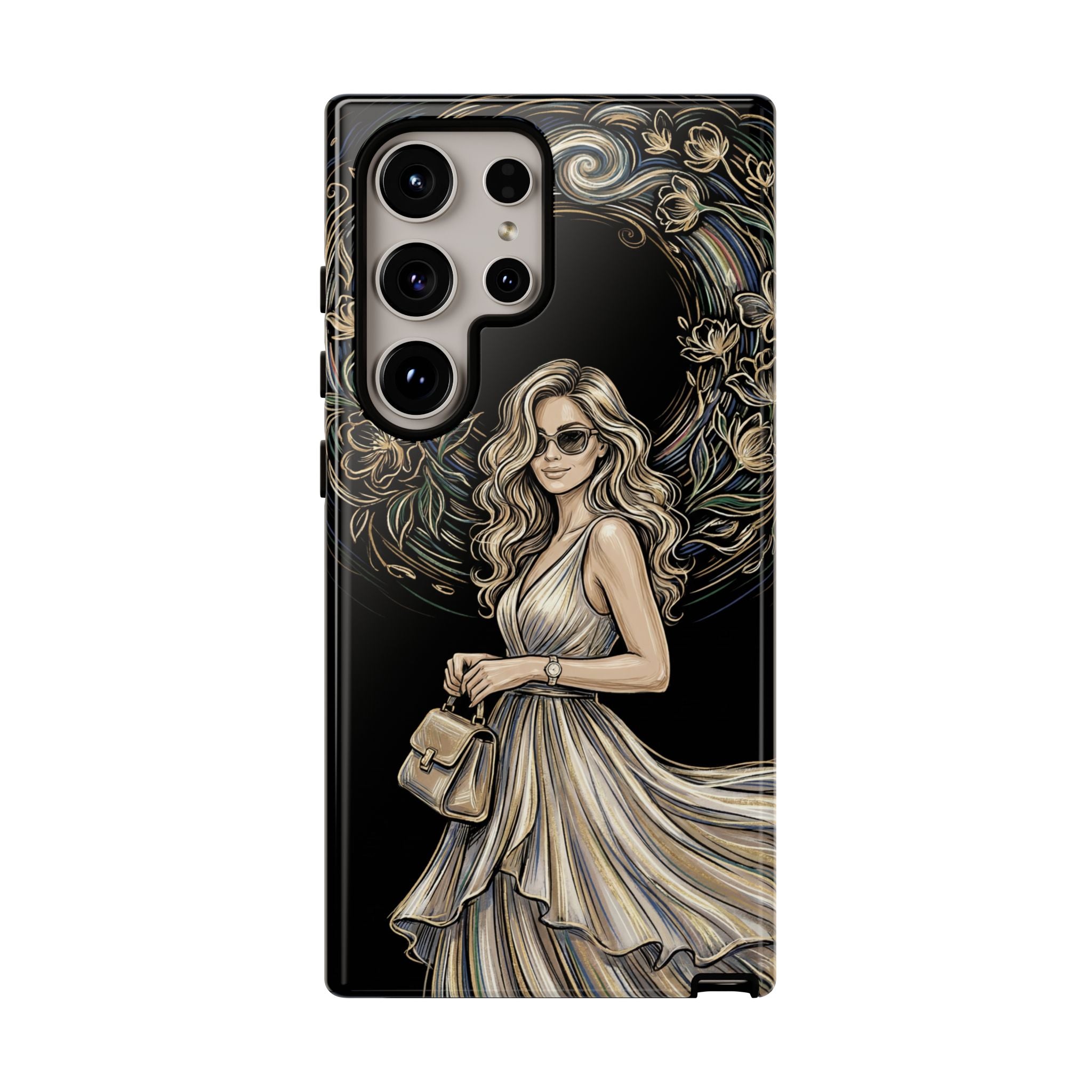 Stylish Woman Floral Wreath Tough Samsung Galaxy Phone Case