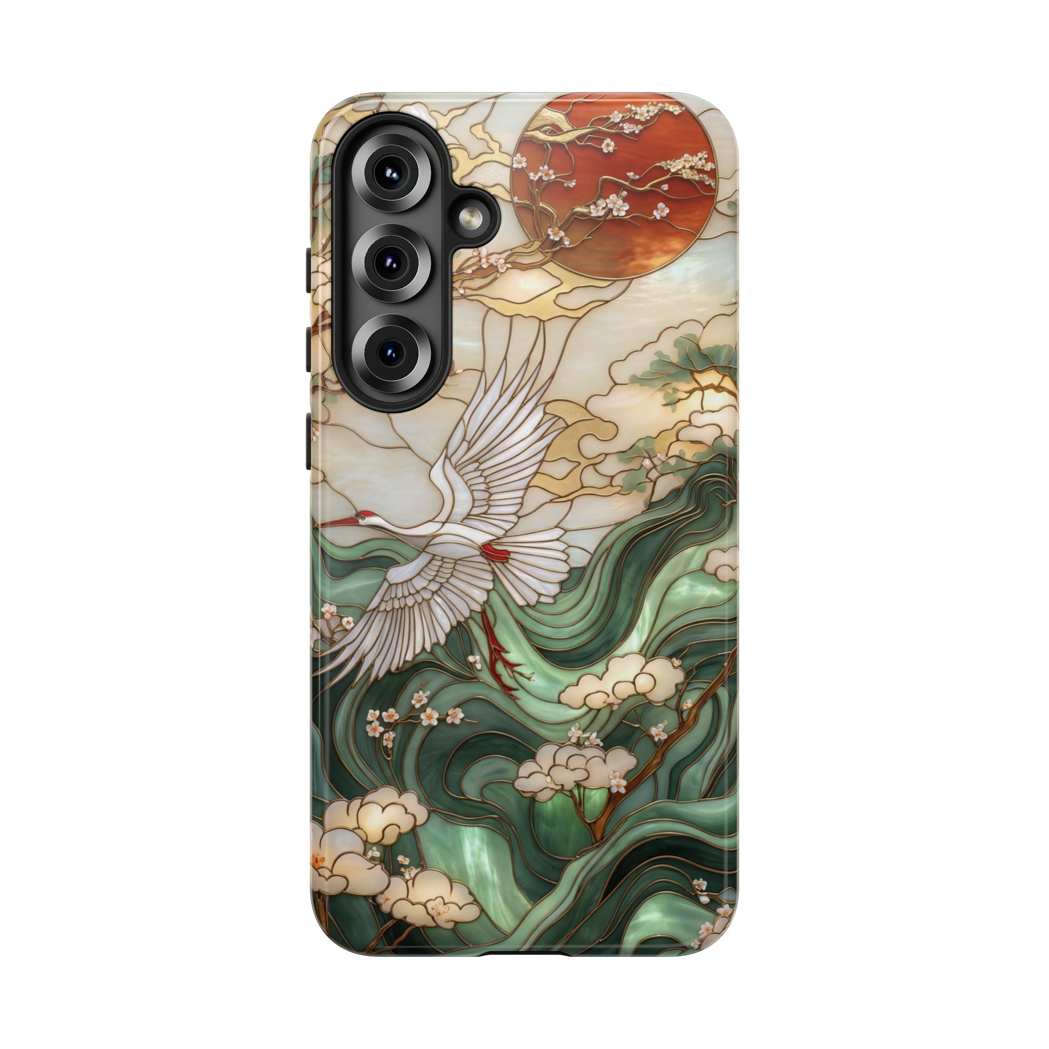 Cranes & Waves Protective Samsung Galaxy Case | Japanese-Inspired Art Phone Cover