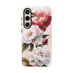 Custodia per Samsung Galaxy con motivo floreale Peony | Rosa bianca vintage