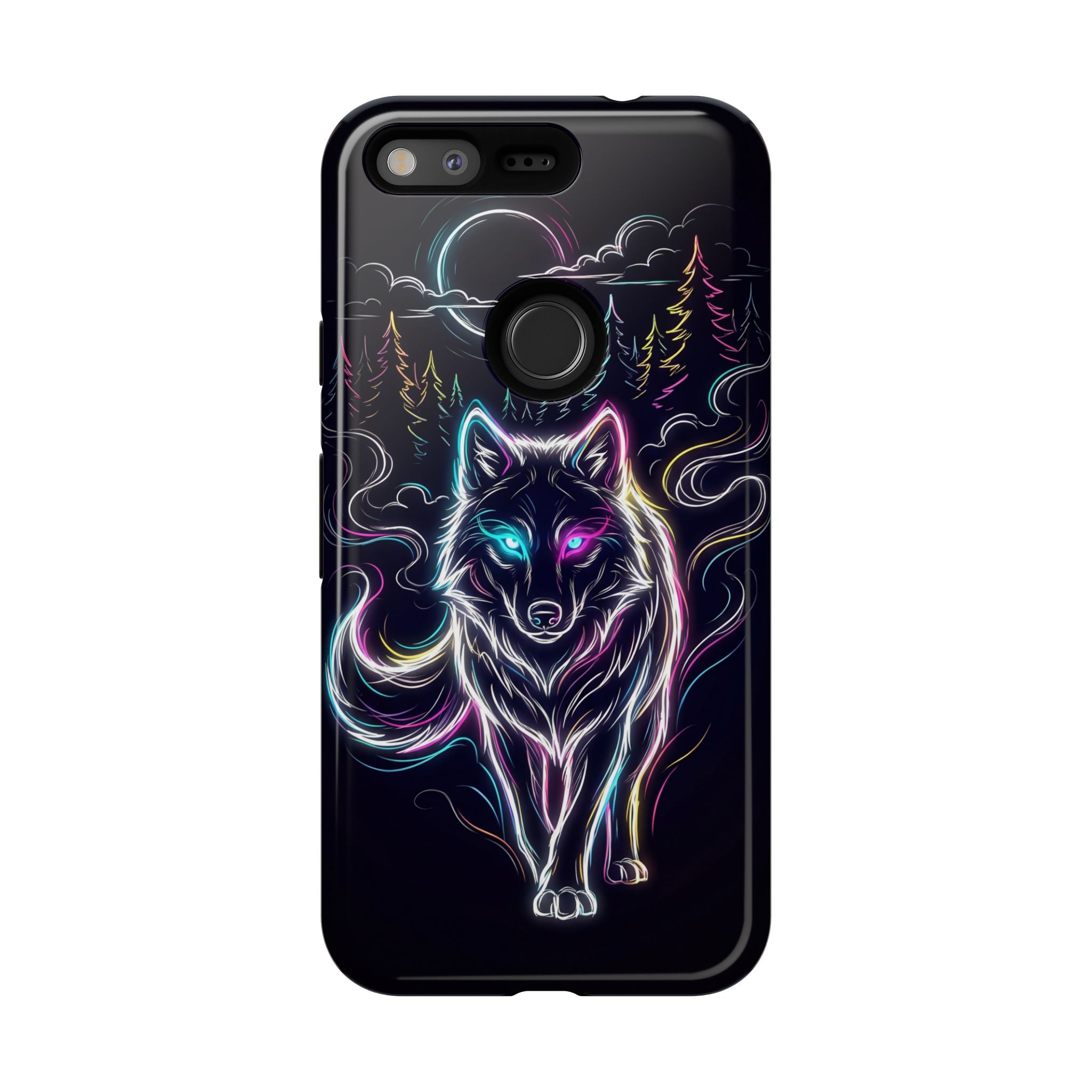 Neon Wolf Google Pixel Phone Case | Mystic Glow Protective Tough Case