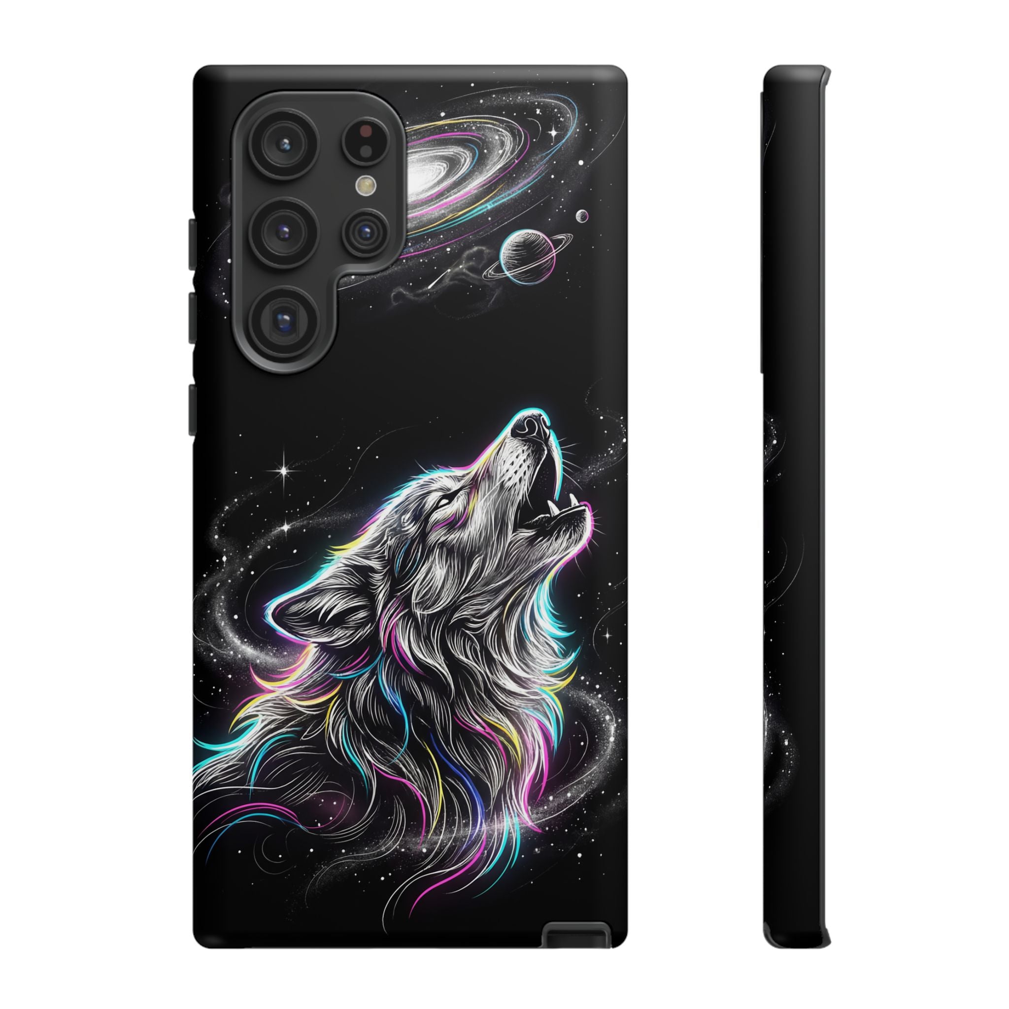 Wolf Galaxy Tough Samsung Galaxy Phone Case | Colorful Howling Wolf Space Design