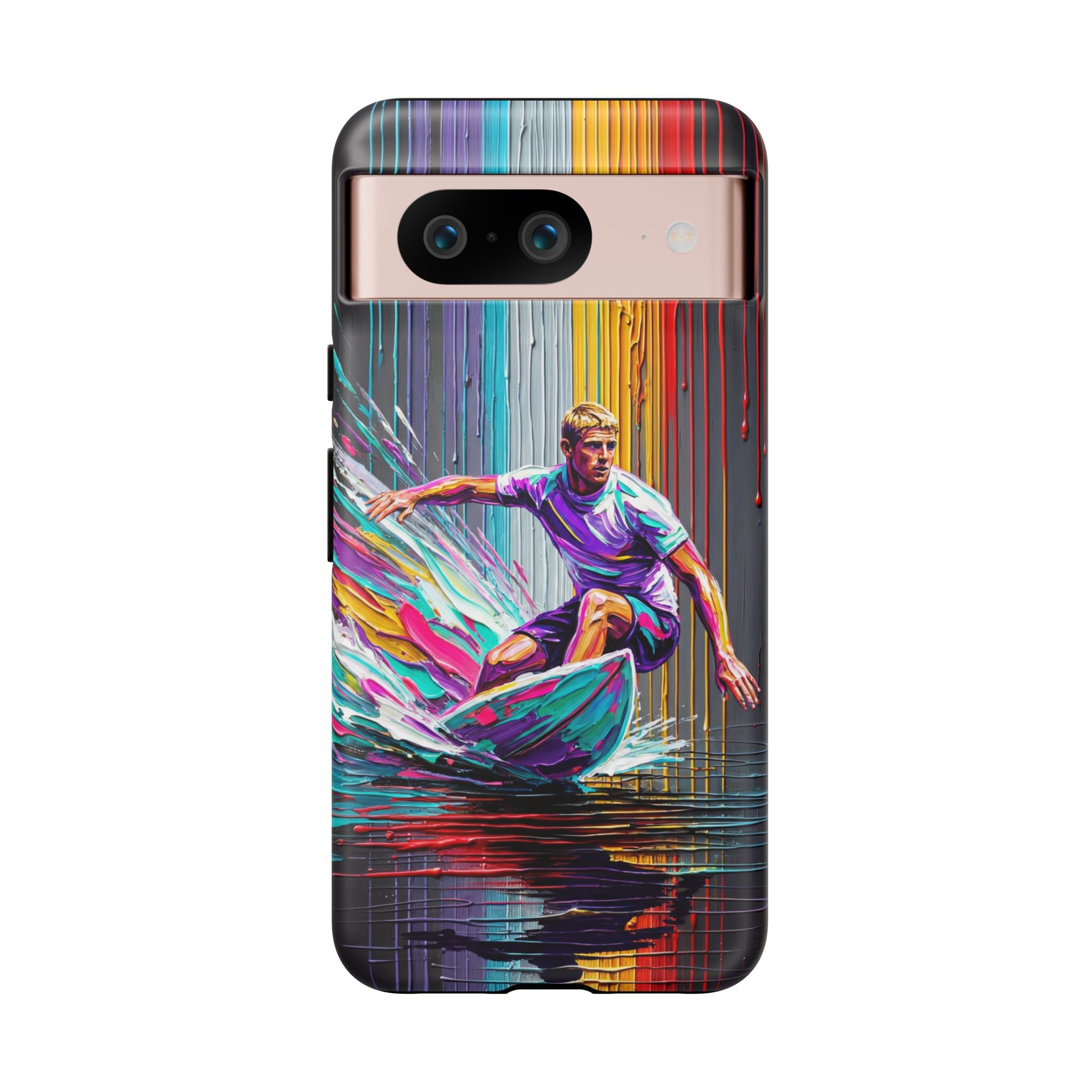 Surfing Art Google Pixel Phone Case | Colourful Wave Surfer Protective Cover