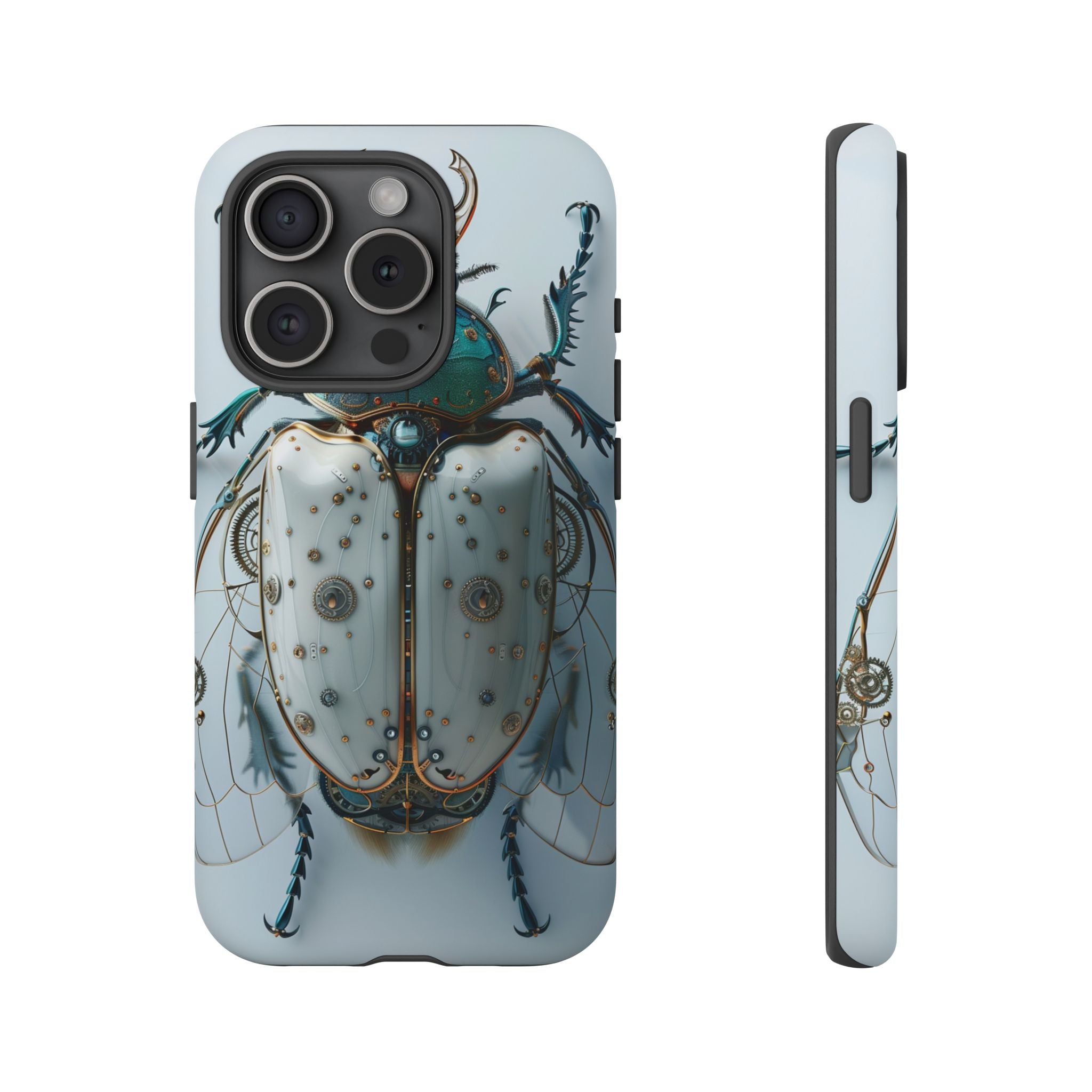 Steampunk White Beetle Protective Tough iPhone Case