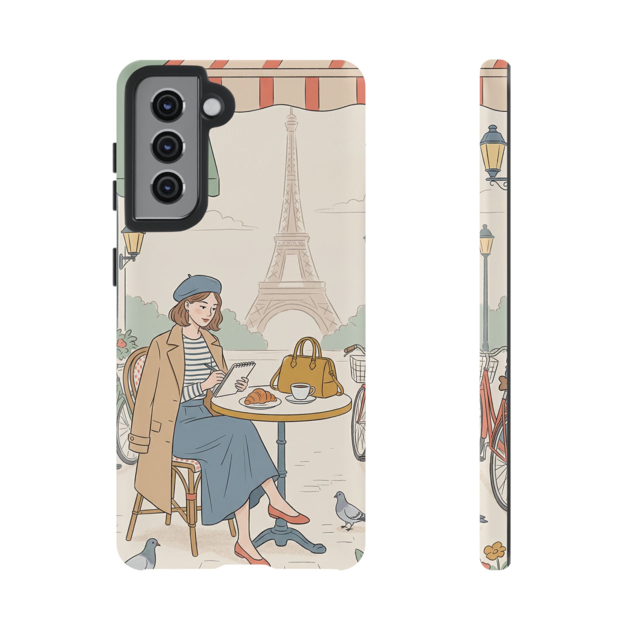 Paris Cafe Samsung Galaxy Phone Case | Cute Vintage Eiffel Tower Travel