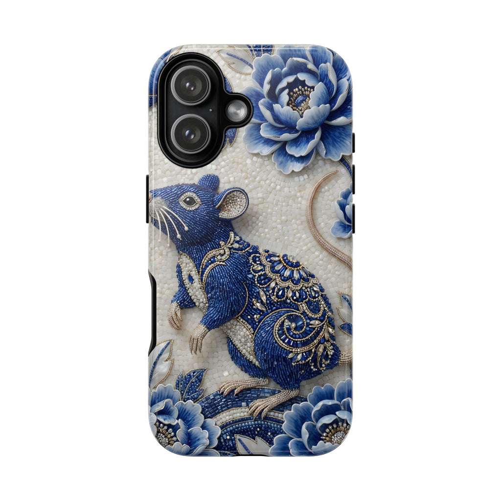 Asian Zodiac Rat iPhone Case | Blue & White Porcelain Art Slim Protective iPhone Case | Year of the Rat Gift