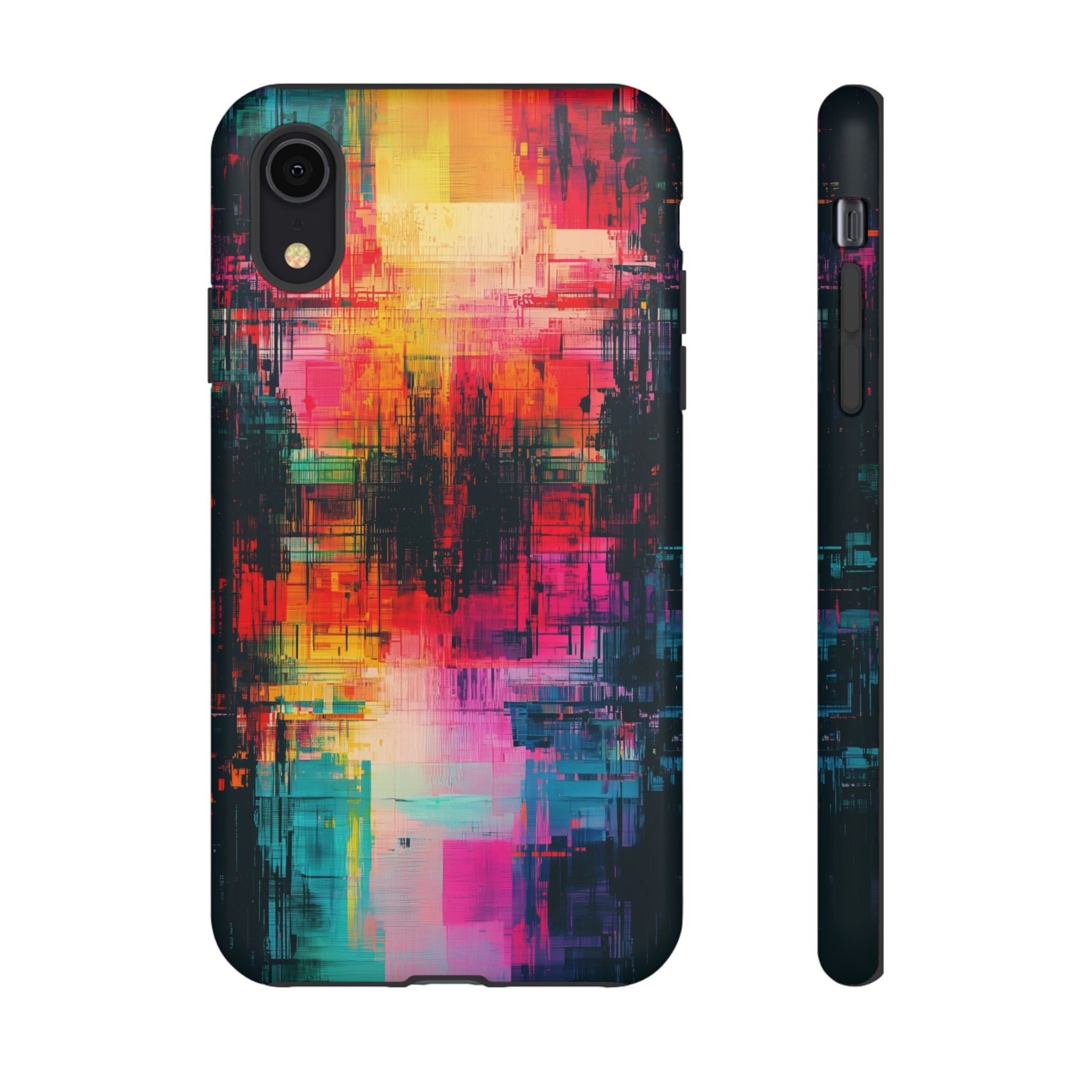 Abstract Neon Glitch Art Tough iPhone Case