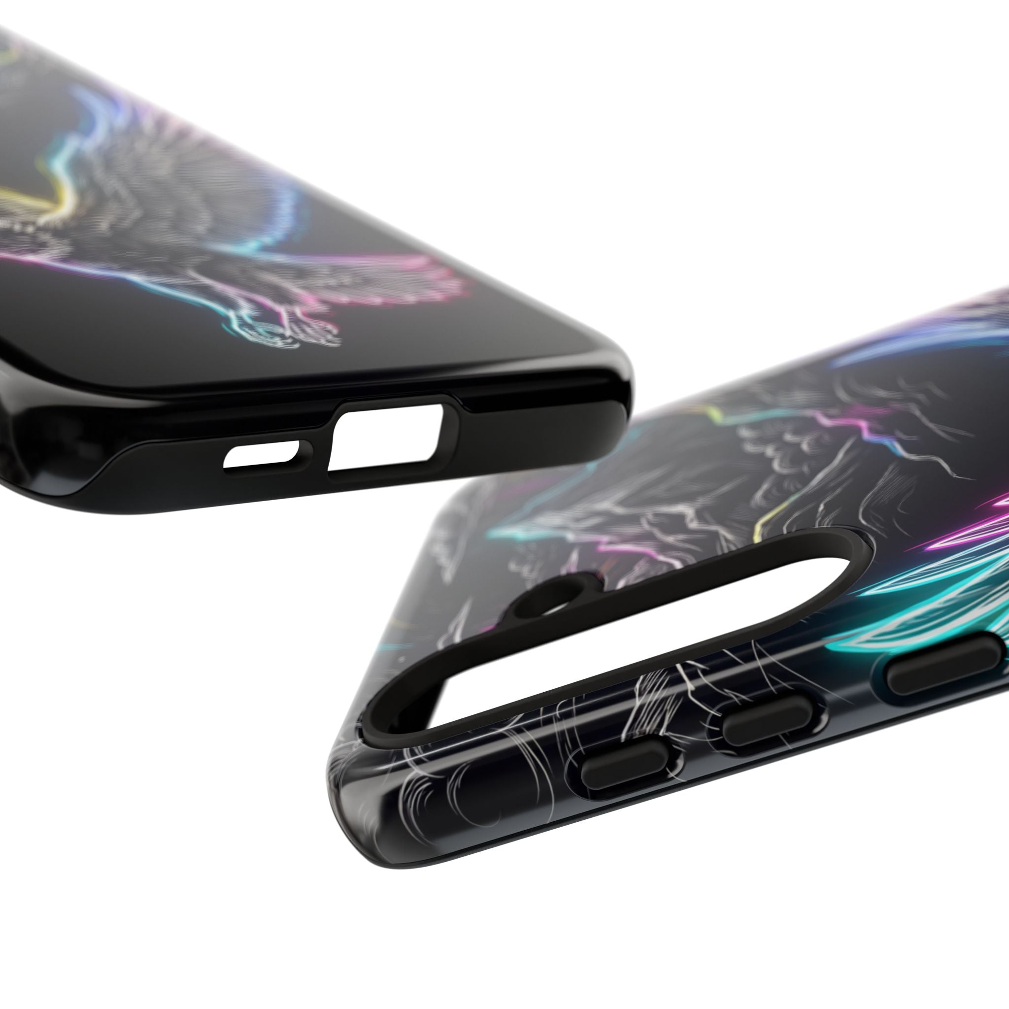 Neon Eagle Samsung Galaxy Phone Case with Mountain Design