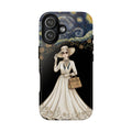Vintage Starry Night Fashion iPhone Case | Elegant Lady in White Dress