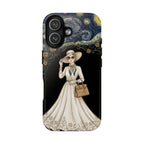 Vintage Starry Night Fashion iPhone Case | Elegant Lady in White Dress